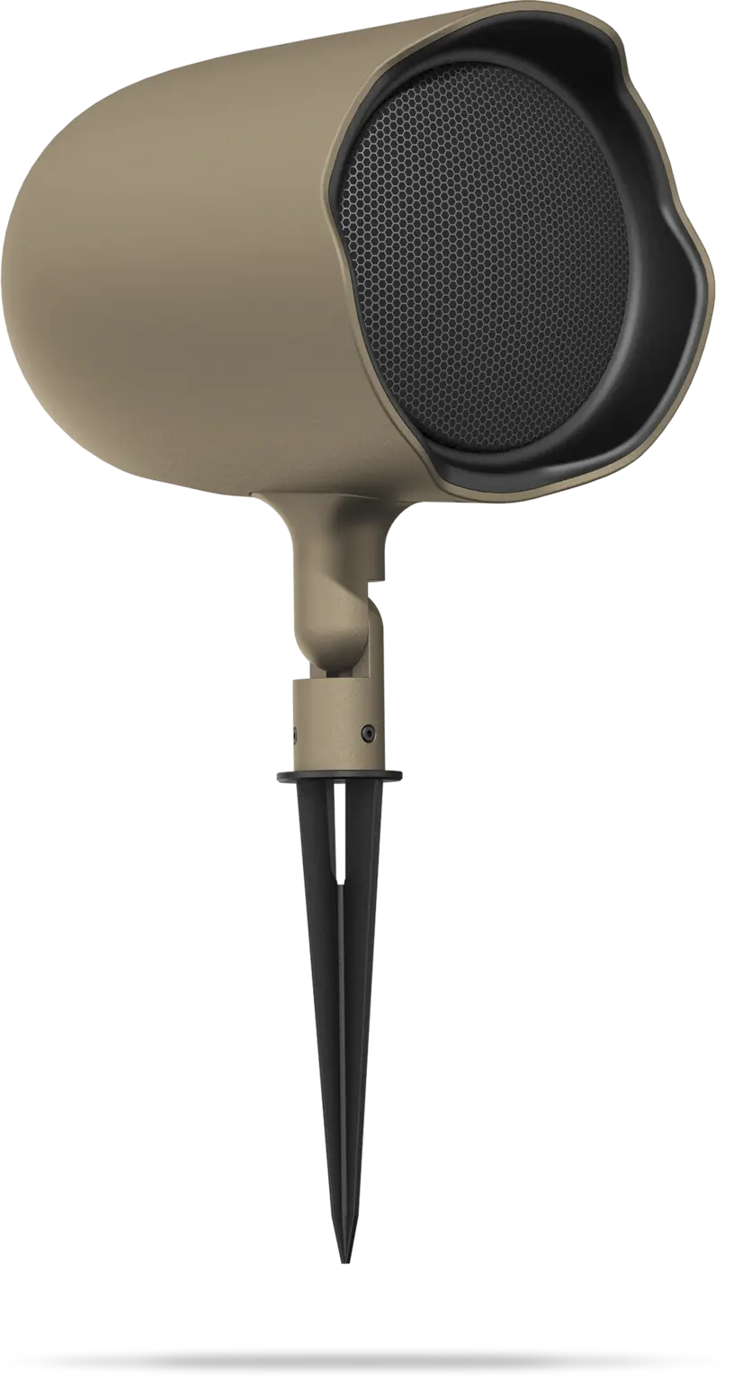 Right side profile of Beige color JBL GSF6 full-range outdoor landscape speaker showing larger 6.5-inch body