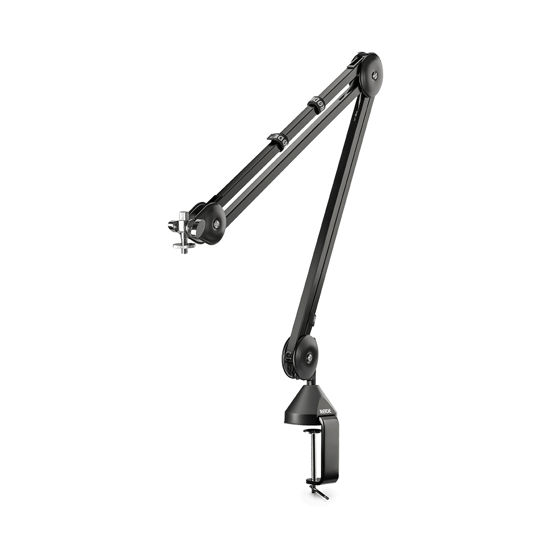 RODE Professional Studio Boom Arm Black – front view of premium black articulating mic arm