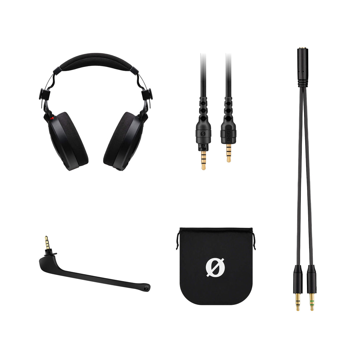 RODE PRECISION CLOSED BACK HEADPHONES - NTH100M package with headset, detachable cable and pouch