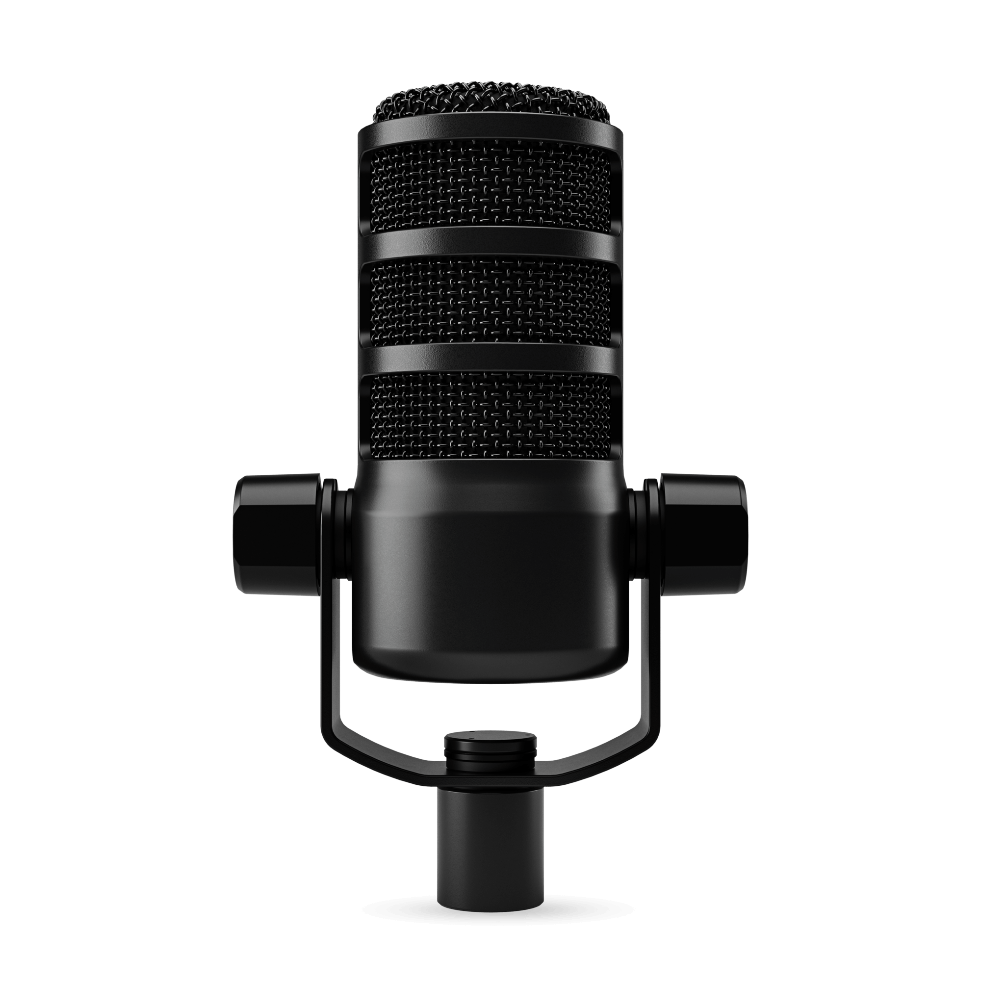 Macro shot of RODE PodMic USB internal pop filter mesh and dynamic broadcast capsule