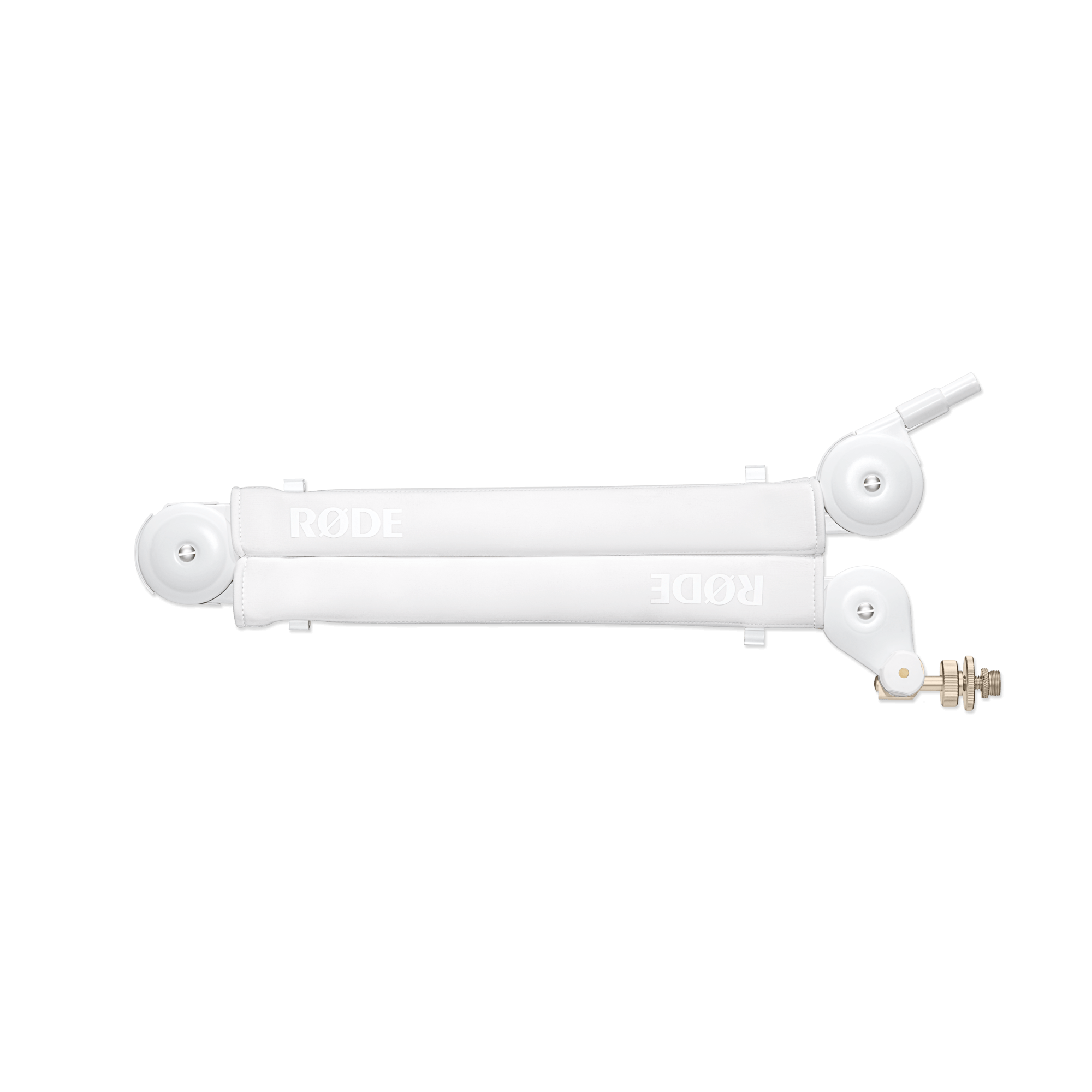 RODE Professional Studio Boom Arm White – front view of premium white articulating mic arm