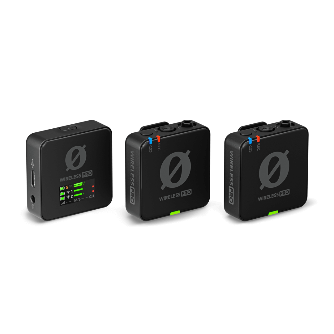 Rode Wireless Pro professional dual channel wireless microphone system front view