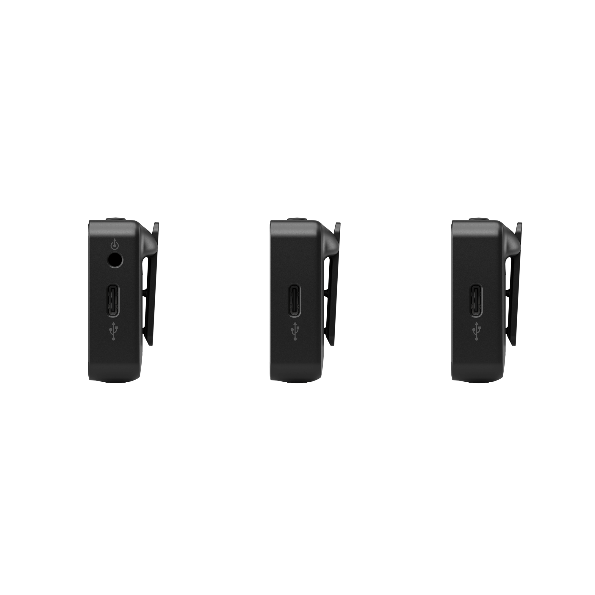 Close-up of RODE Wireless PRO transmitter with built-in microphone and record button