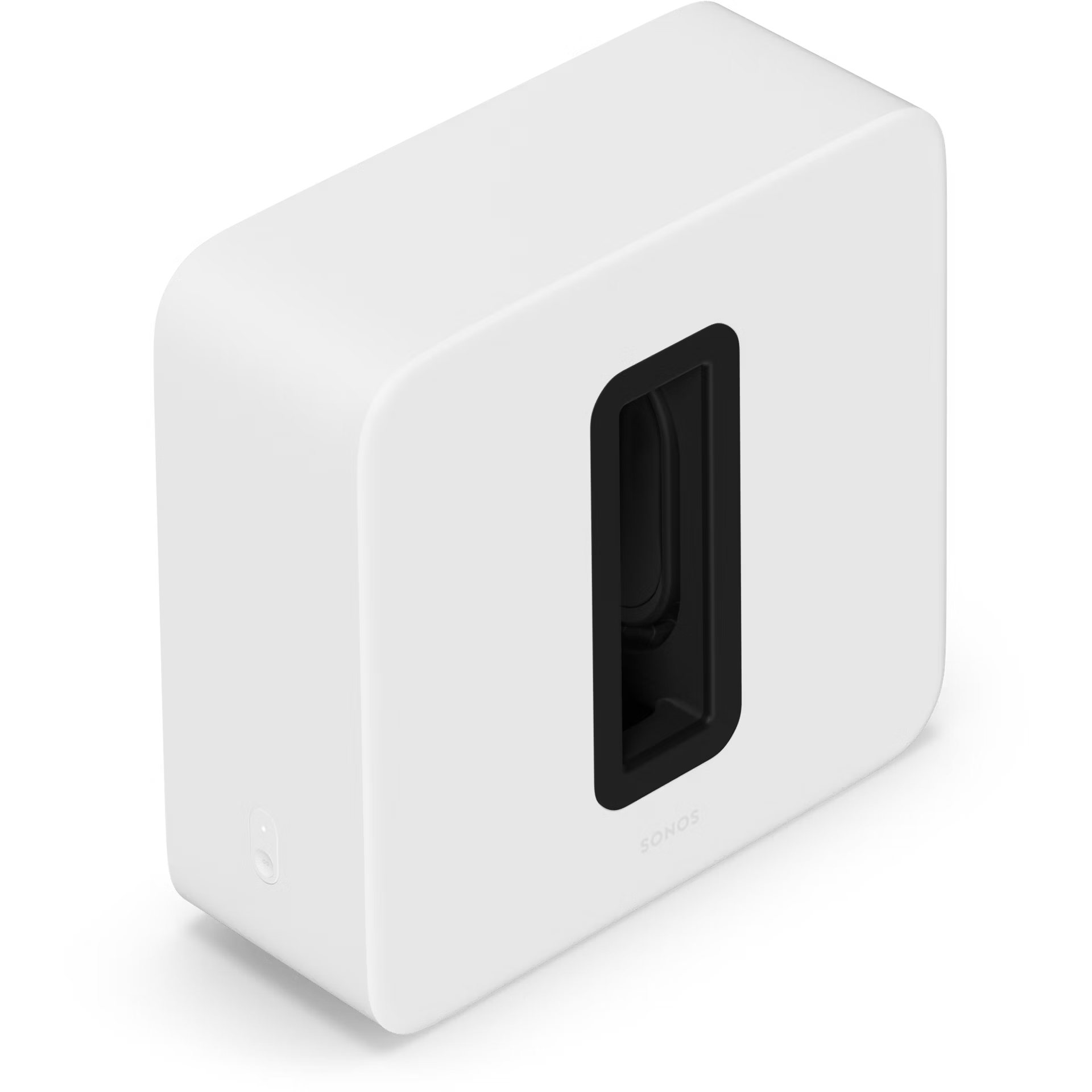 Sonos Sub 4 in white — powerful HiFi smart subwoofer with bold rectangular design for deep bass
