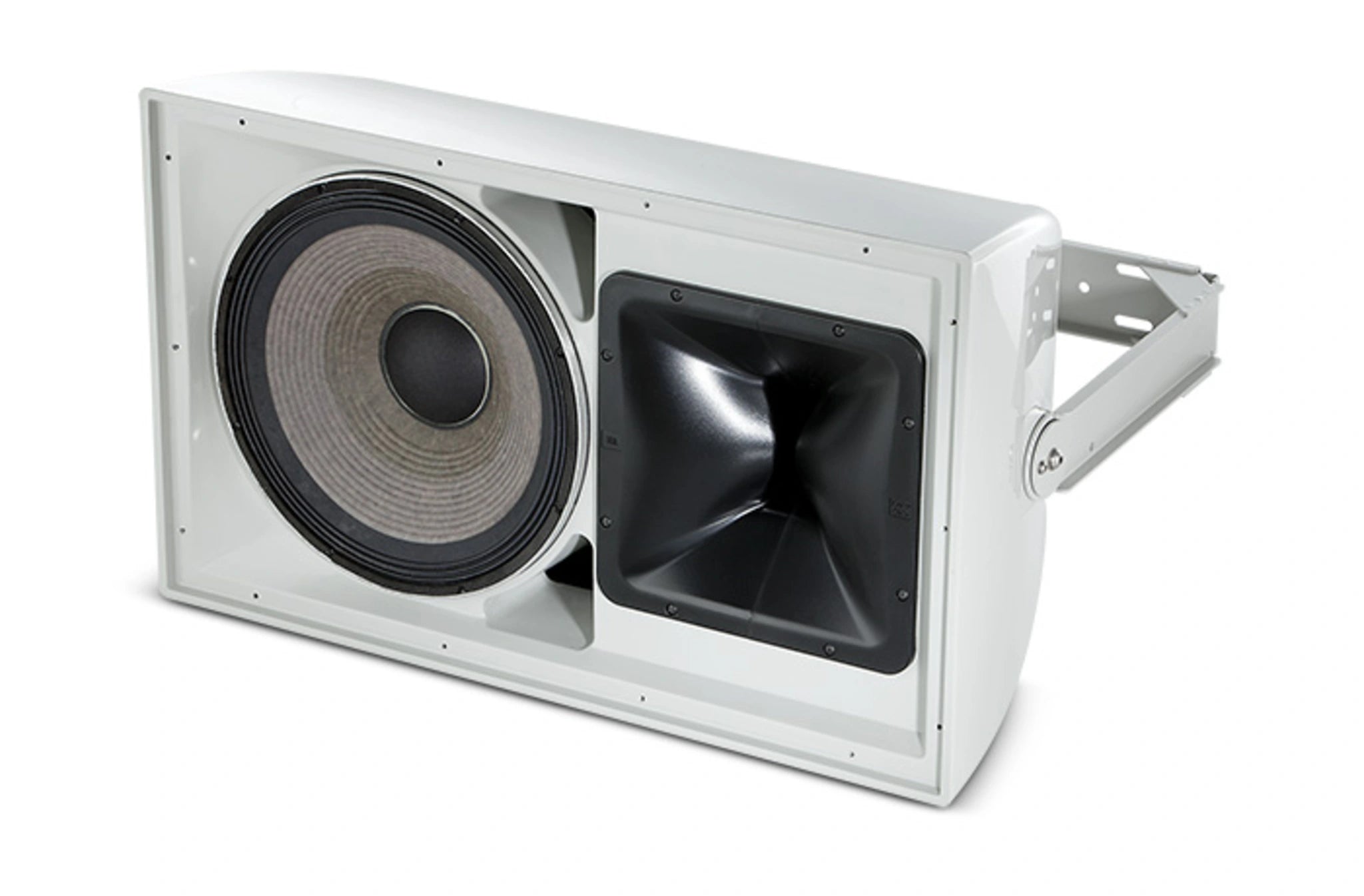 Close-up of JBL AW526 High Power 2-Way All Weather Loudspeaker stainless steel mesh grille