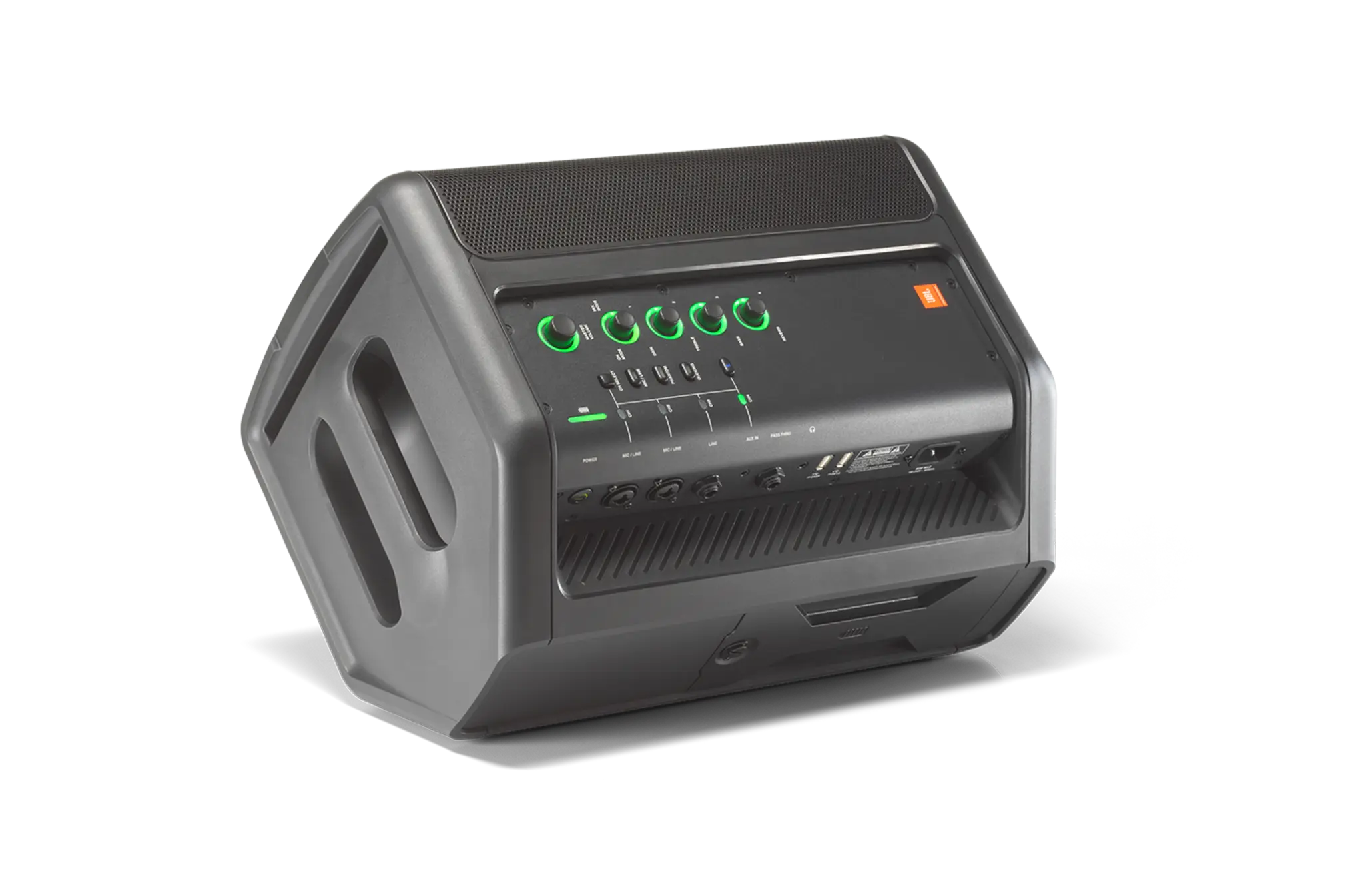 JBL EON ONE Compact rear panel showing mixer inputs and outputs
