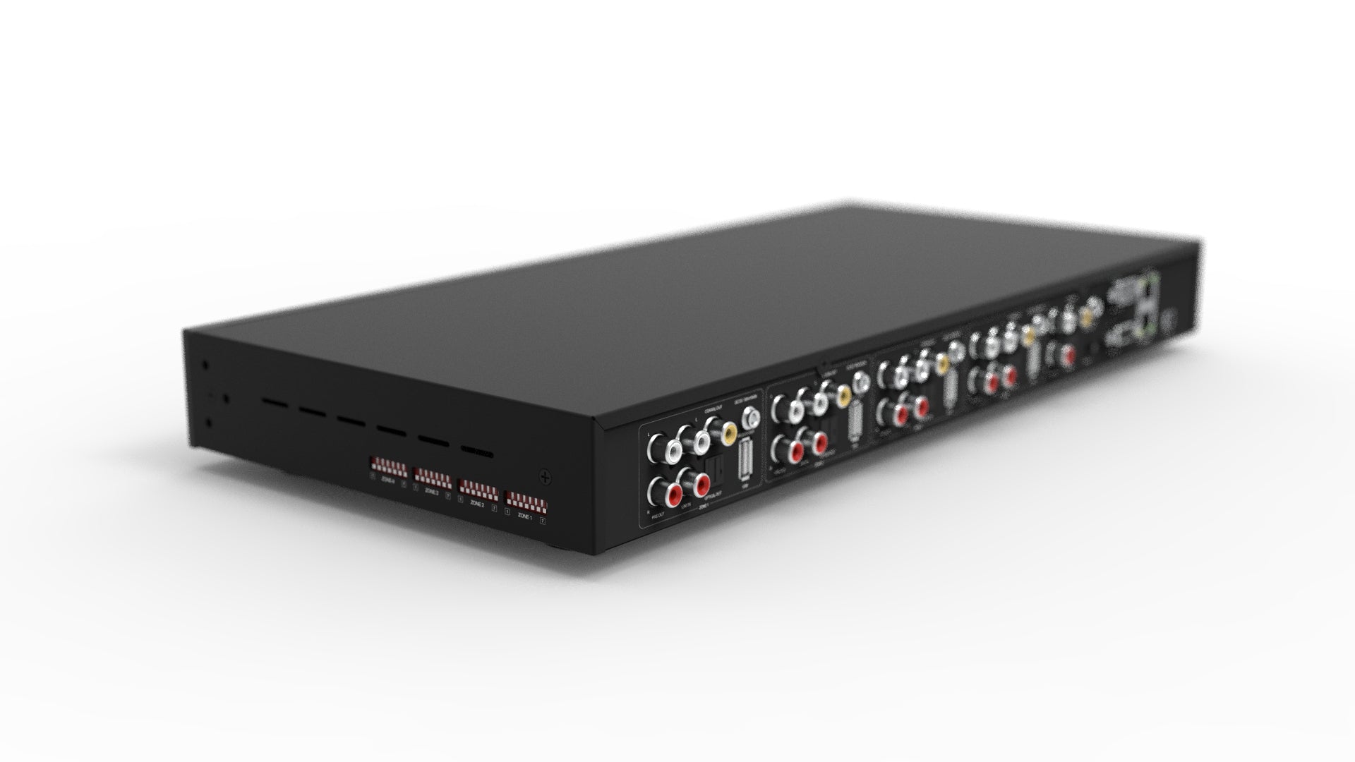Arylic H400 preamplifier ethernet, USB and aux input ports close-up for wired network streaming