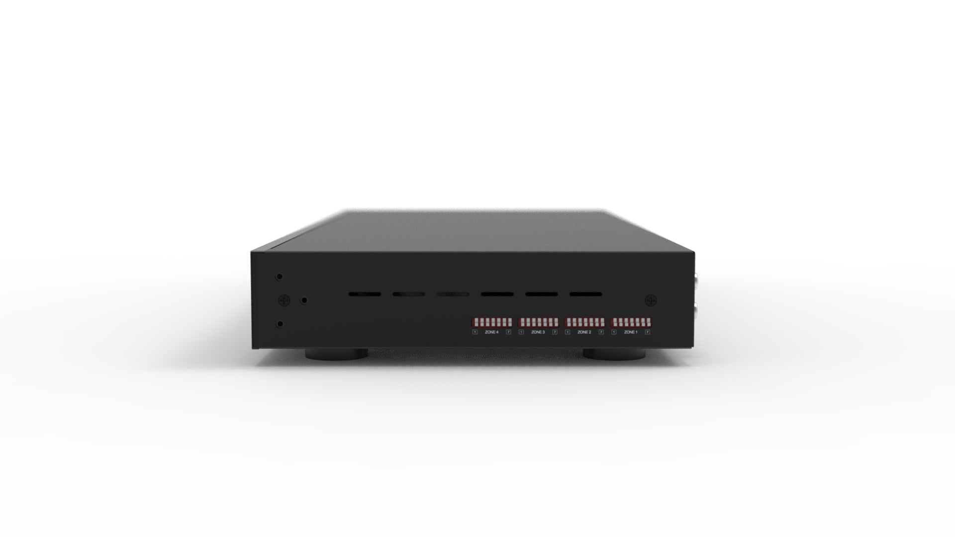 Left side profile of Arylic H400 4-zone multiroom preamp showing slim aluminium chassis design