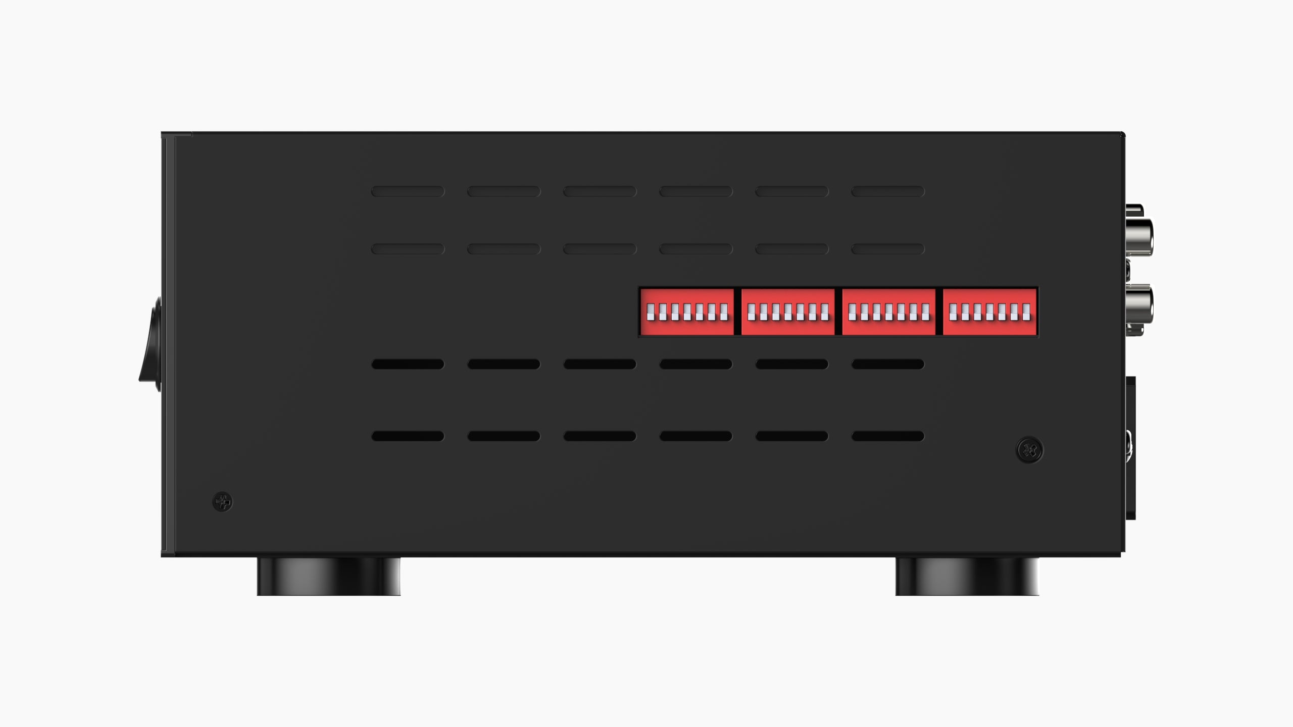 Arylic HA400 rear 4-zone speaker binding posts close-up for independent room audio connections
