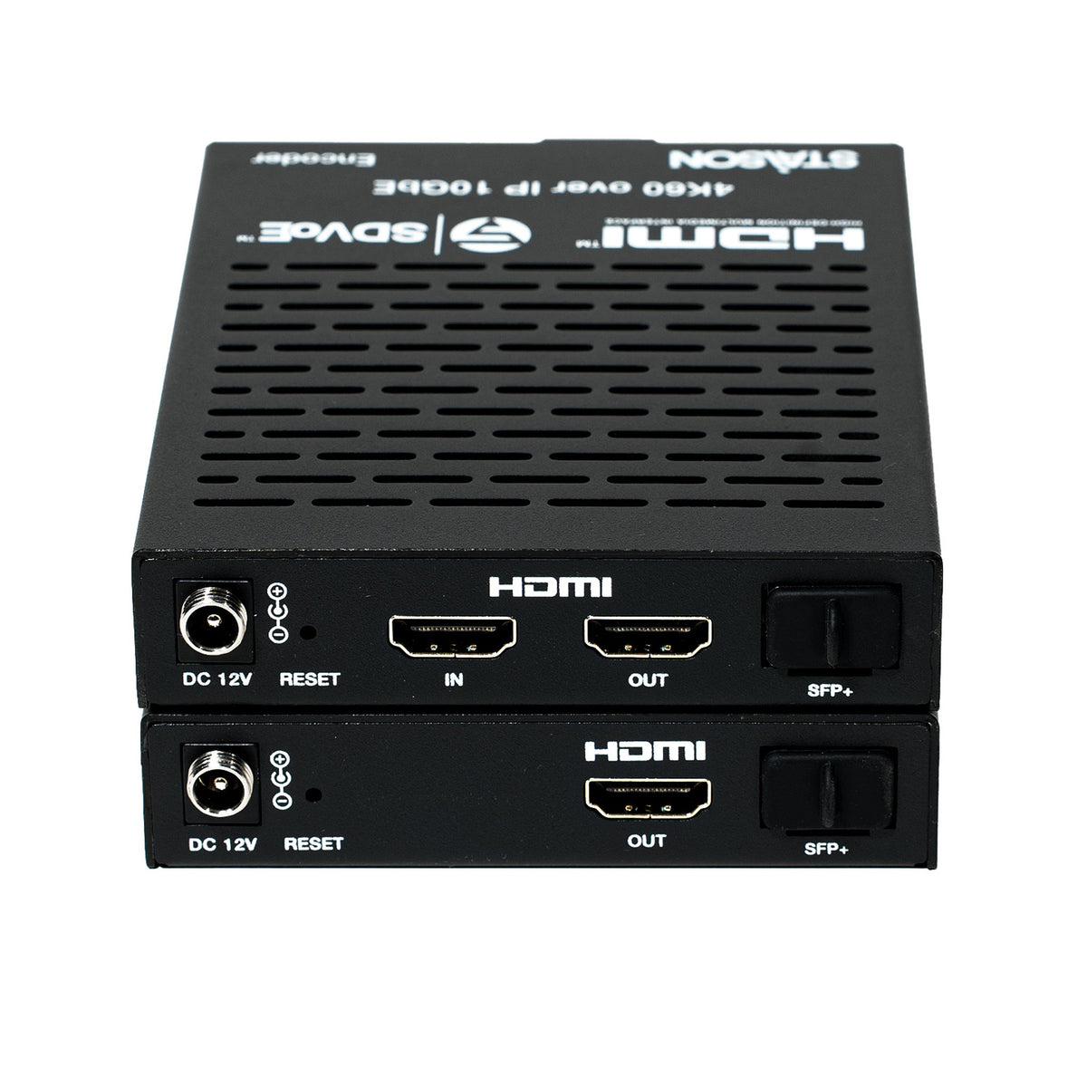 ST-NEB100AS-DEC SDVoE Encoder – close-up of HDMI and 10GbE ports