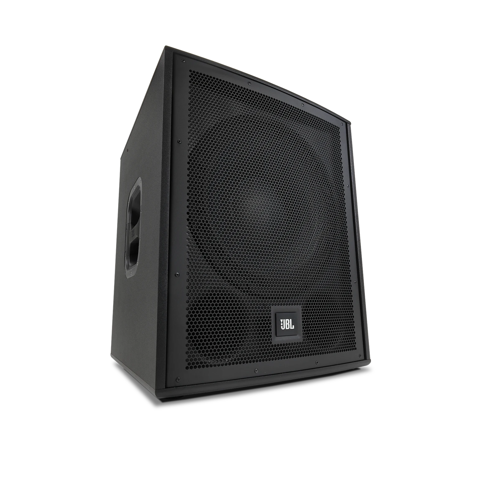 JBL IRX115S 15-inch Powered Subwoofer three-quarter angle view showing front and side
