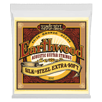 Extra Light Earthwood 80/20 Bronze Silk & Steel Acoustic Guitar Strings 10-50 Gauge on white background