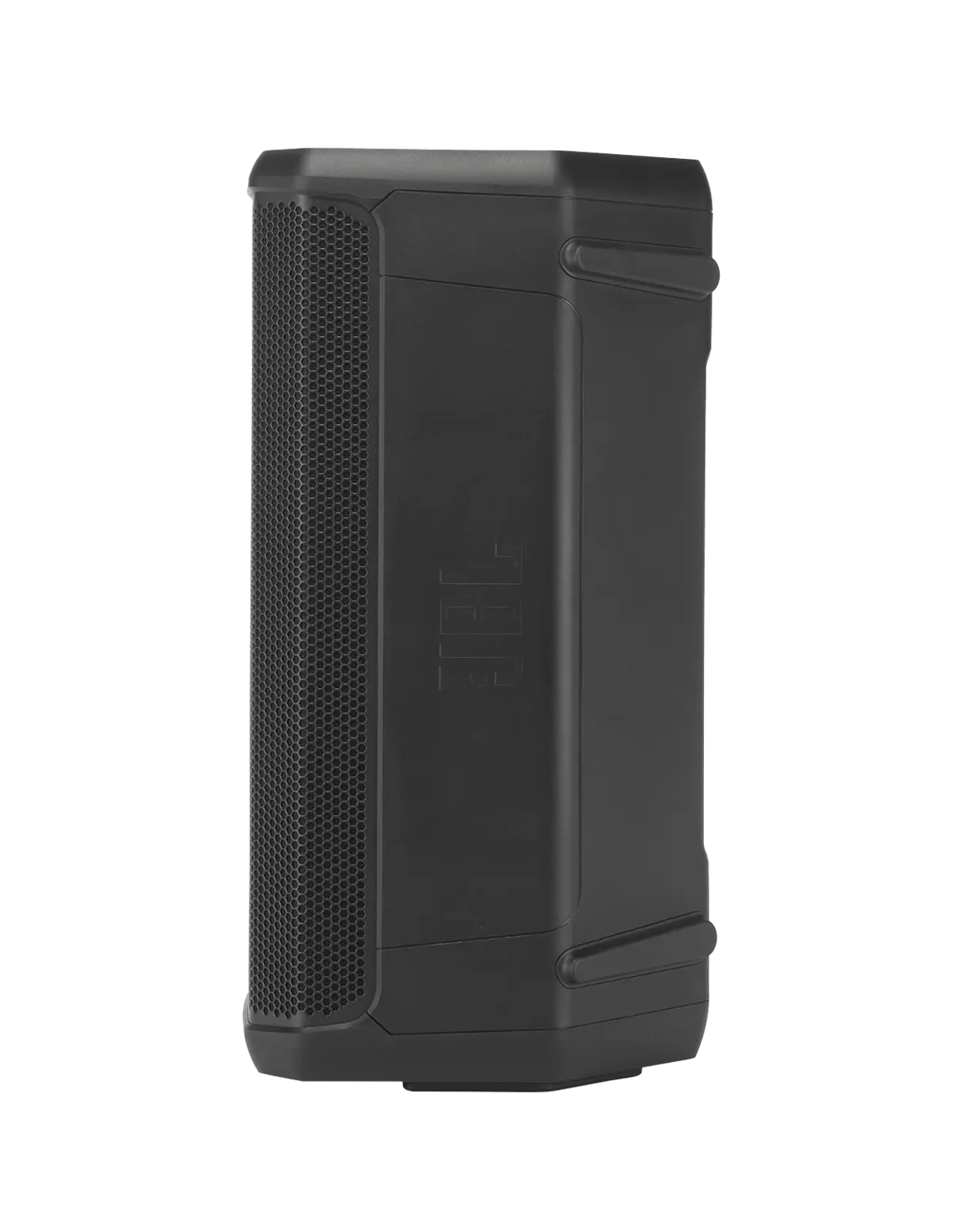 Left-side profile of JBL PRX912 Professional Powered Two-Way 12-inch PA Loudspeaker showing cabinet depth