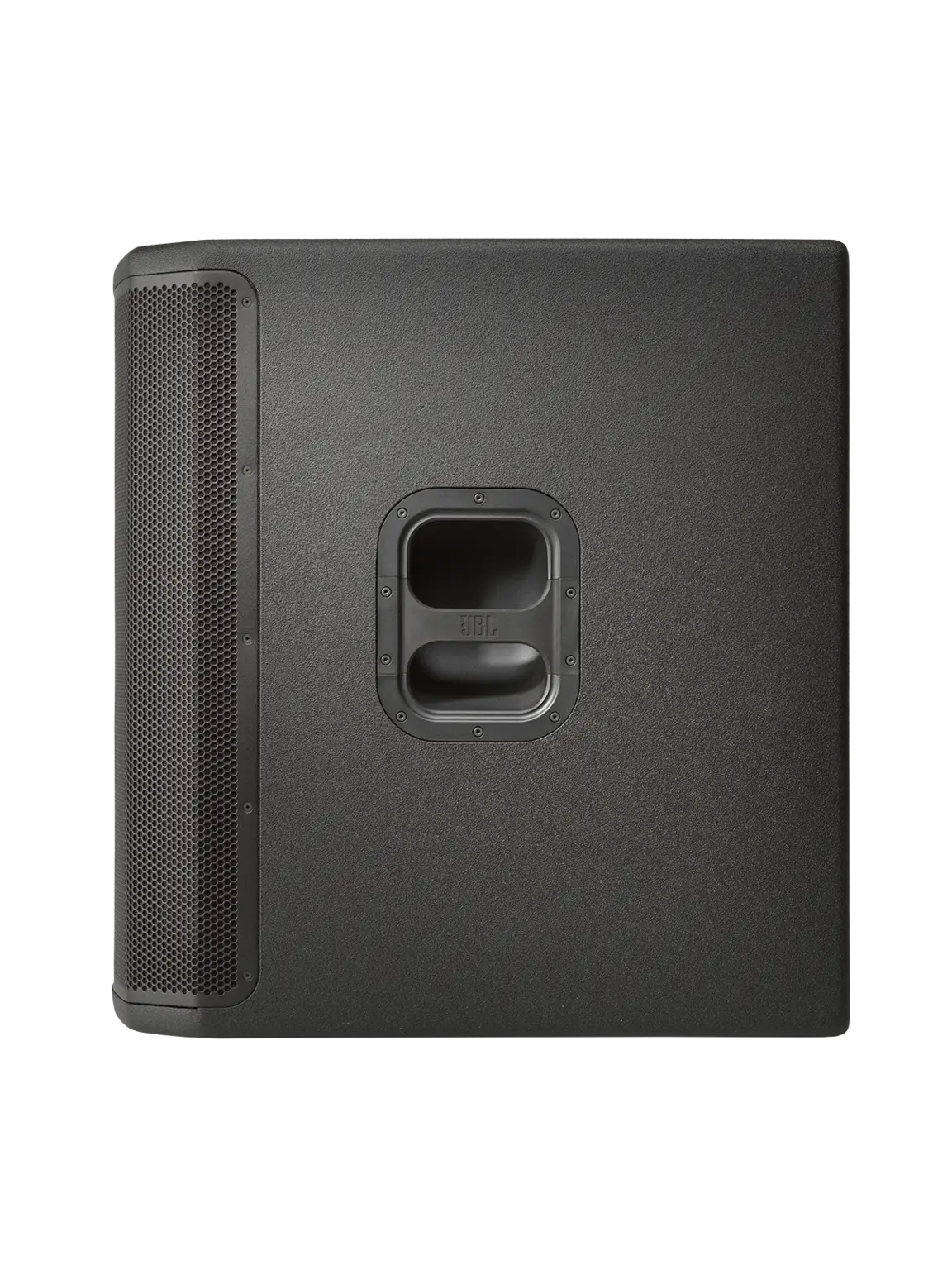 JBL PRX918XLF Professional Powered 18-inch Subwoofer left side view showing cabinet profile