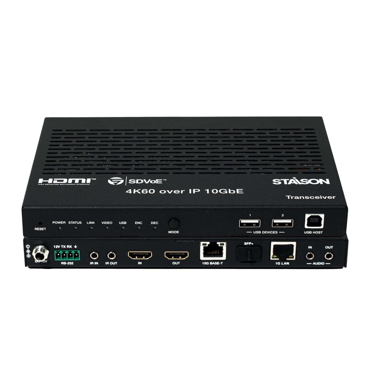 ST-NEB100AT SDVoE Transceiver with STAISON branding on a white background