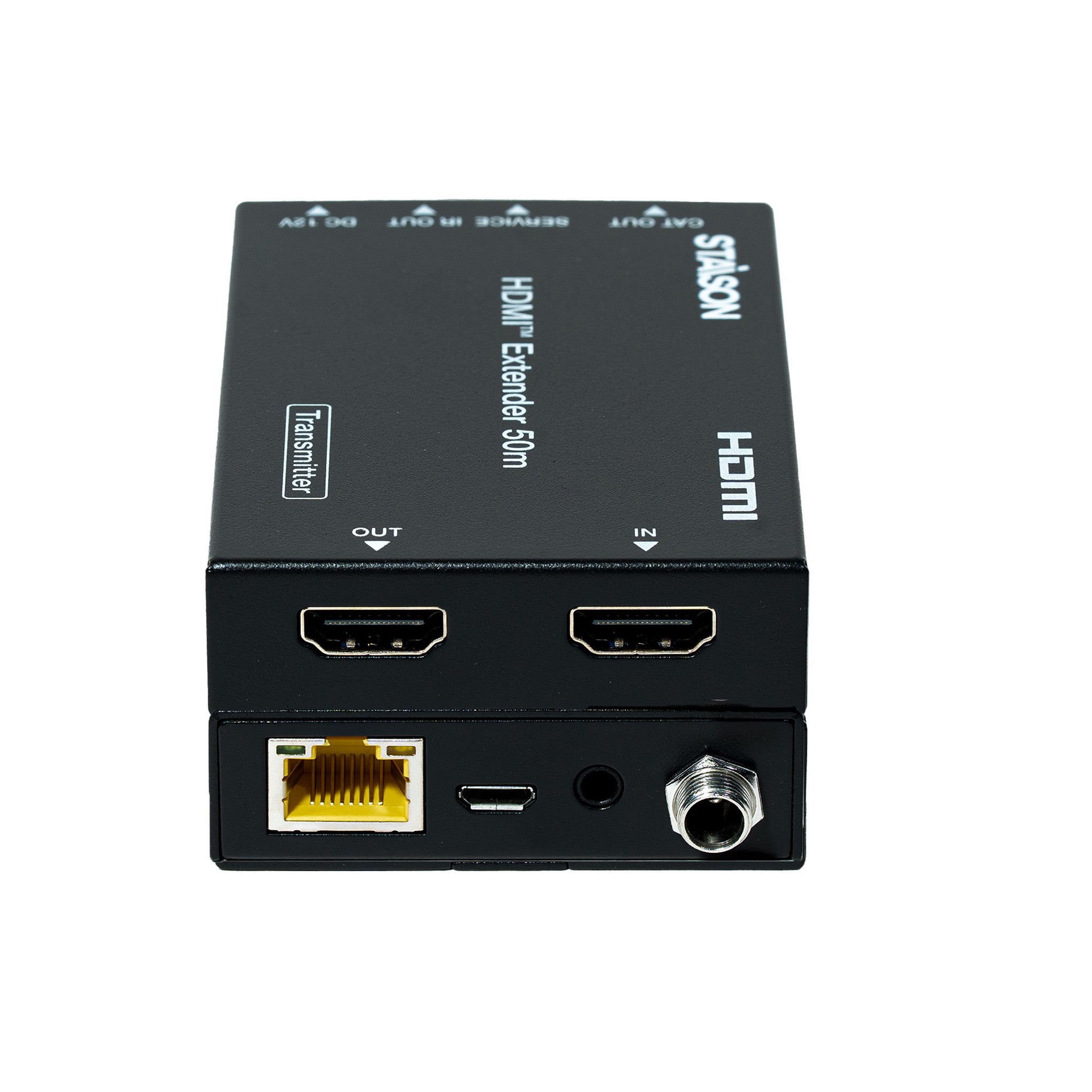 HDMI extender device with multiple ports on a white background