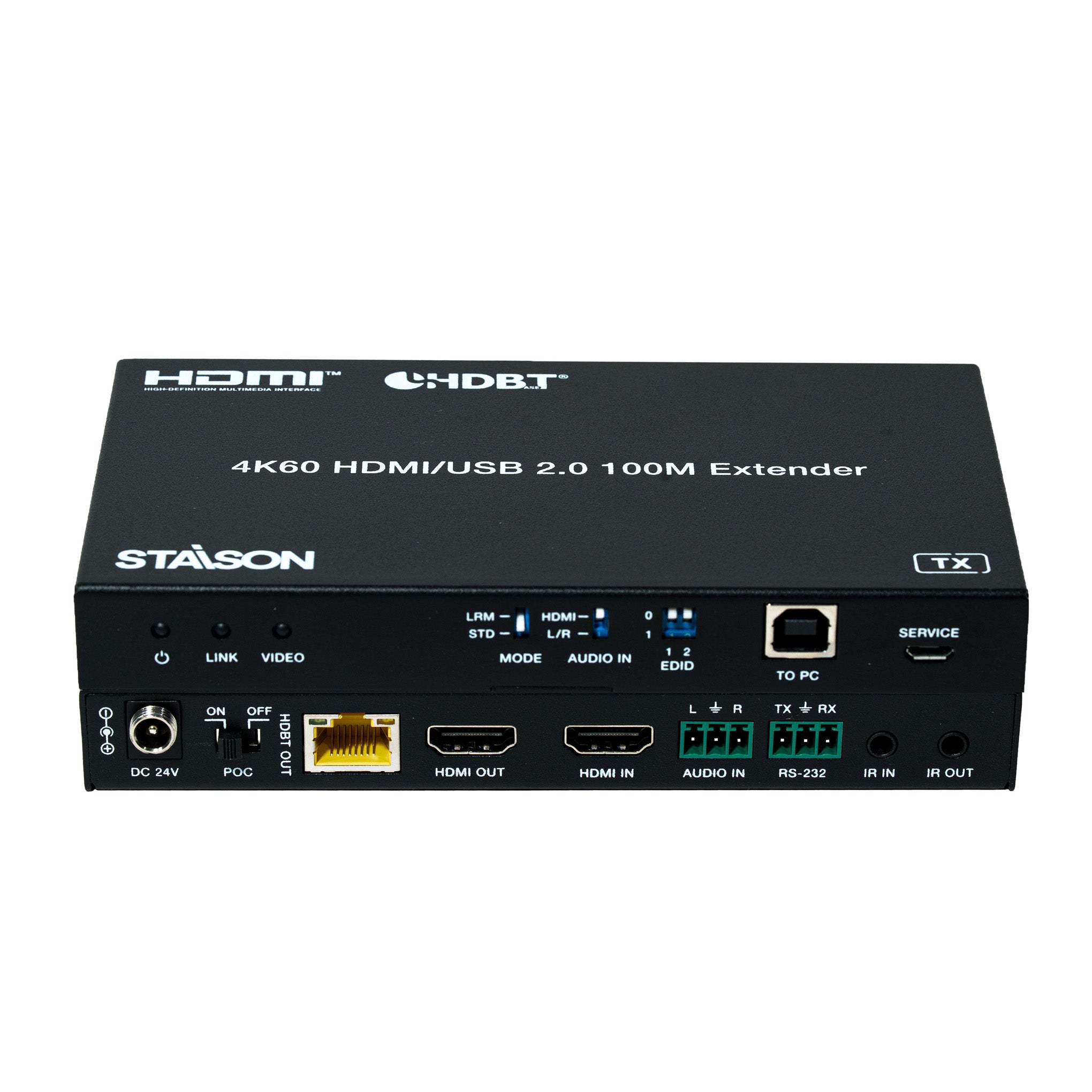 HDMI and USB extender device with Staison branding on a white background
