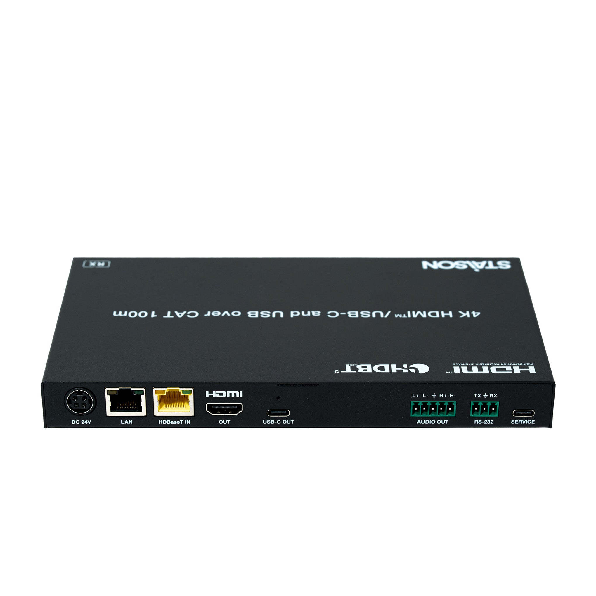 4K HDMI device with various ports on a white background