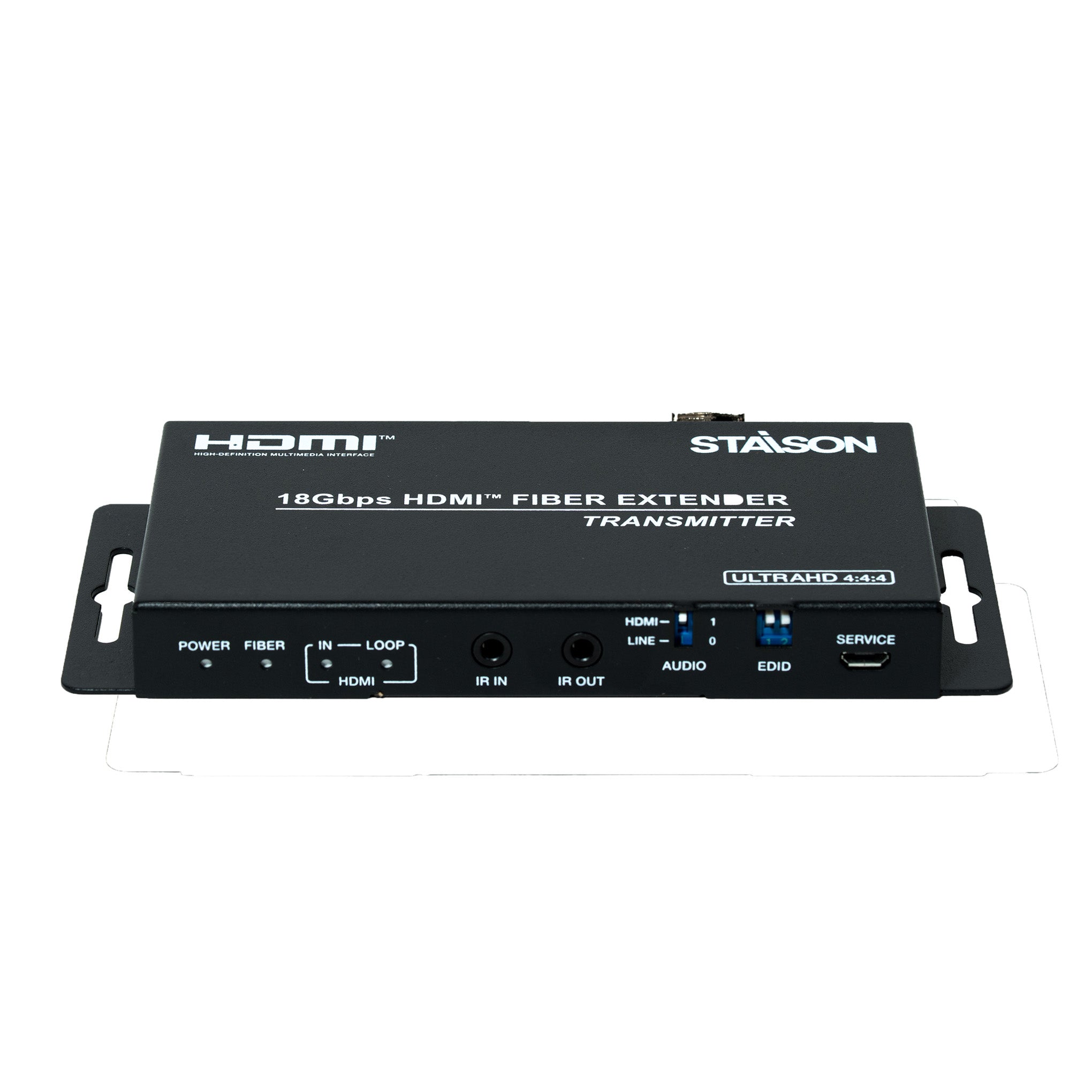 HDMI fiber extender transmitter with Staison branding on a white background