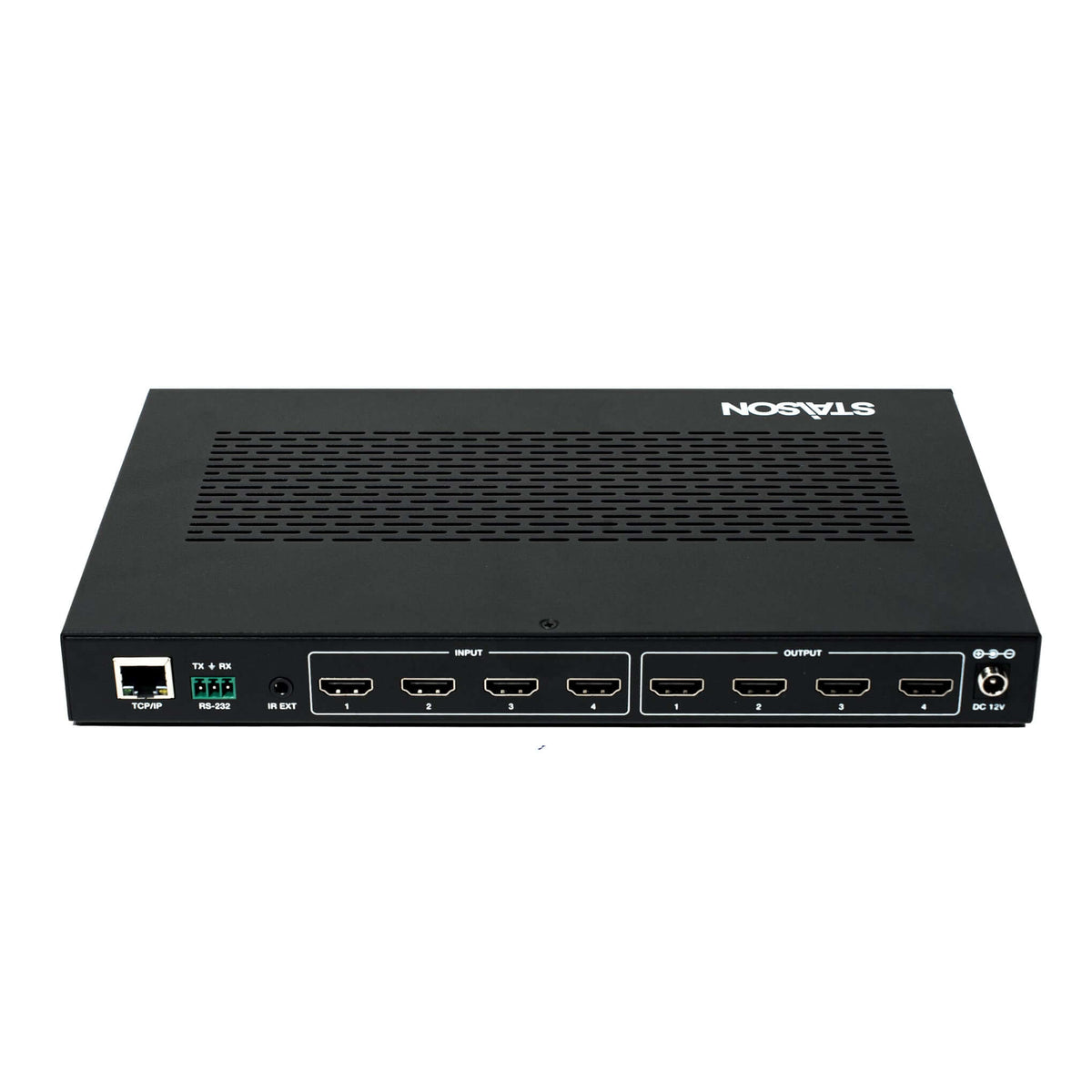 ST-NMXB44SL 4K60 4x4 Seamless Matrix top view with inputs and outputs