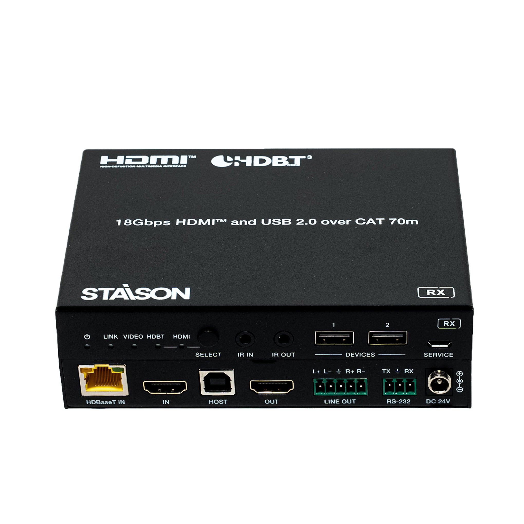Black electronic device with Staison branding on a white background