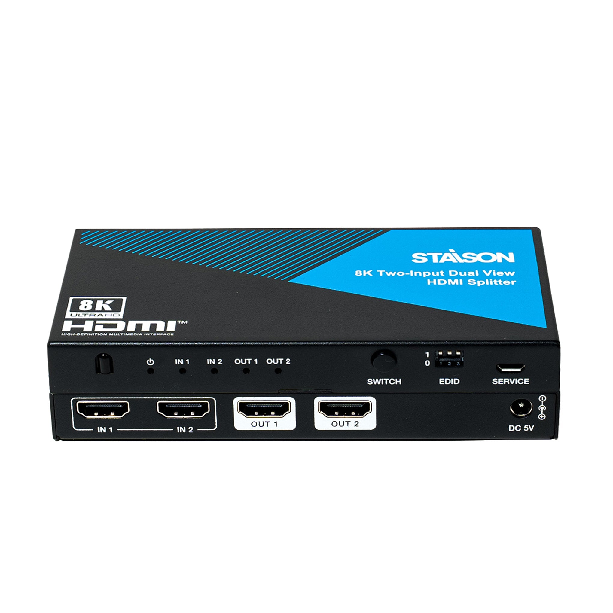 HDMI splitter with Staison branding on a white background