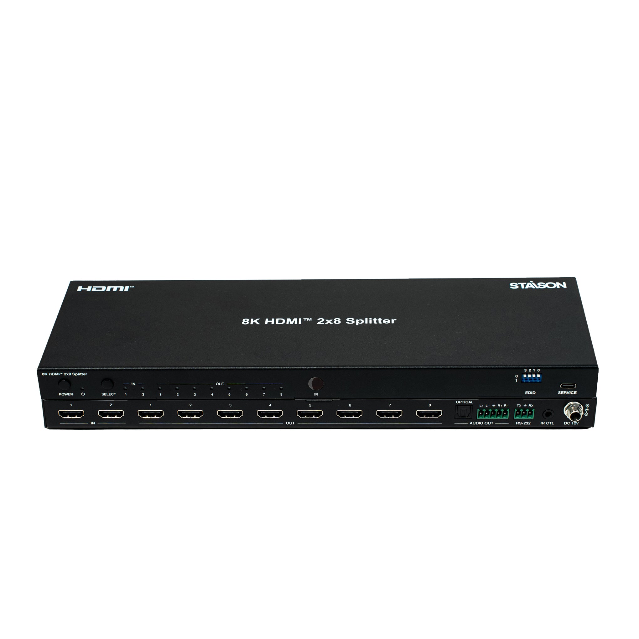 hdmi splitter with multiple ports and staison branding on a white background.