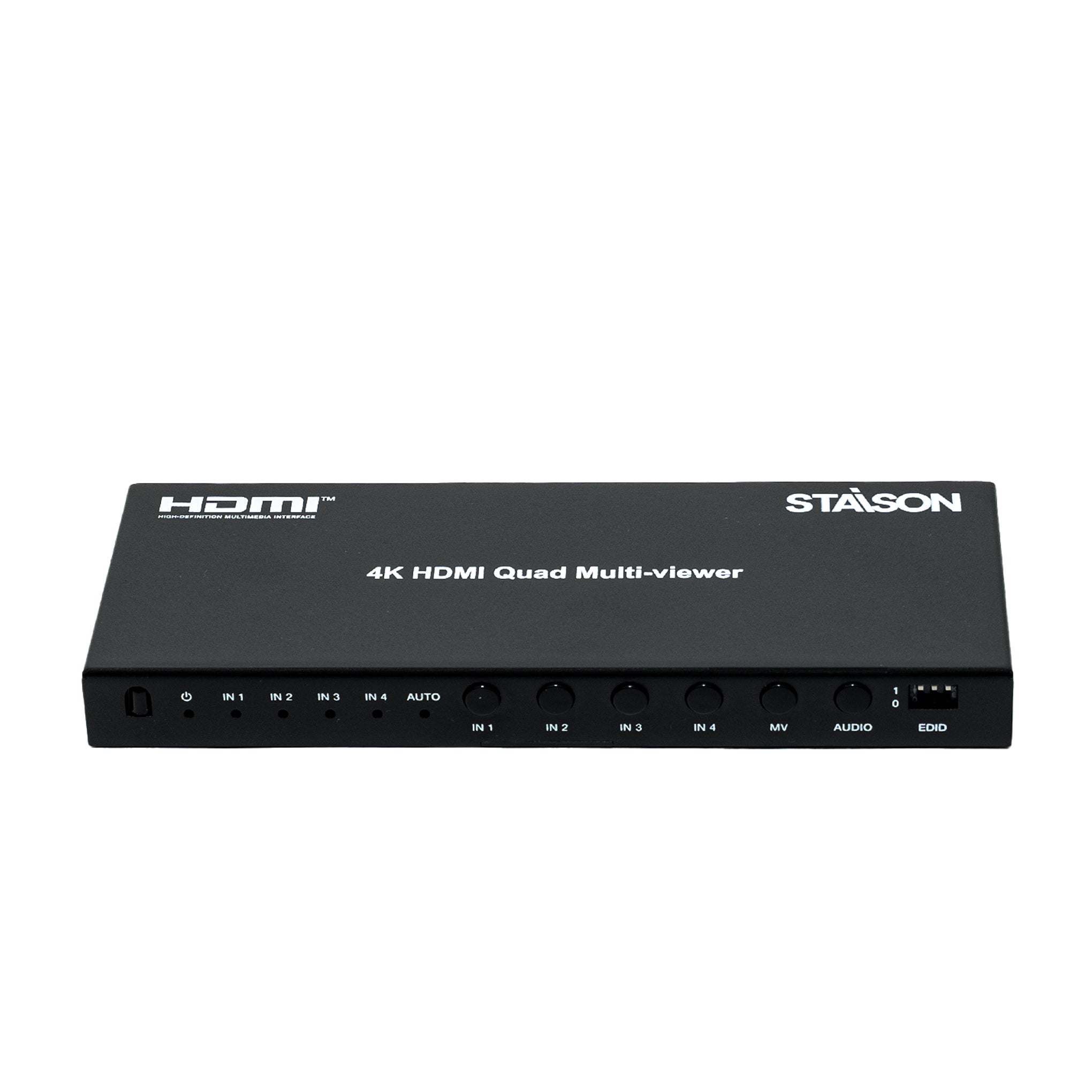 4k quad multi viewer with staison branding on a white background