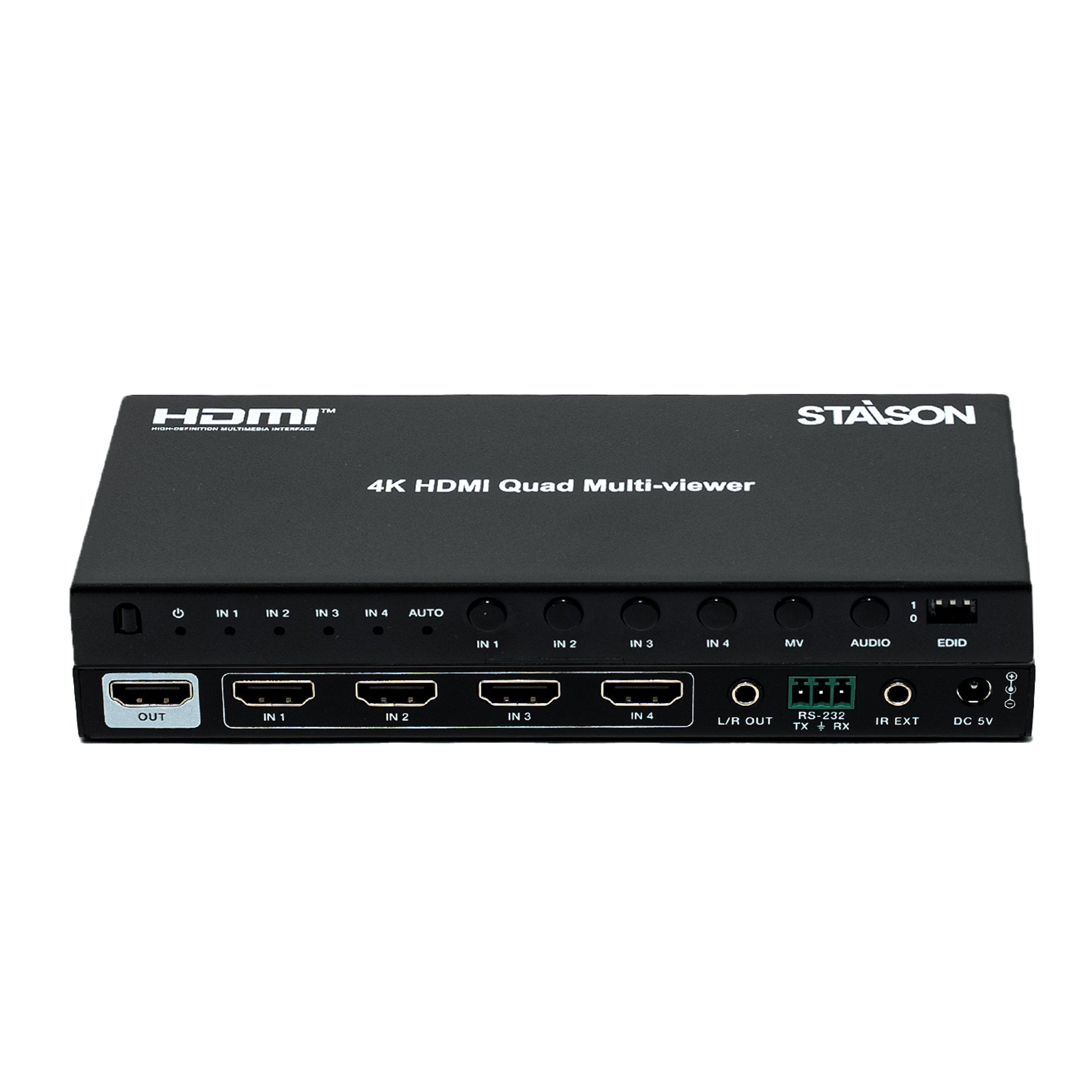 4K HDMI Quad Multi-viewer device with Staison branding on a white background