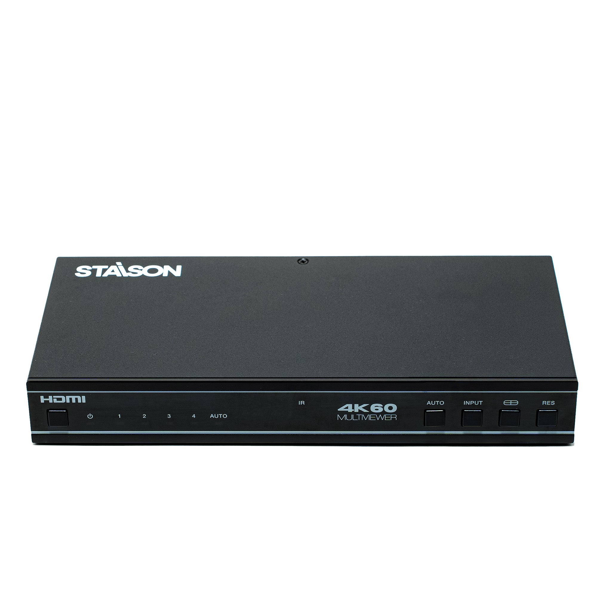 Black Stasion HDMI multi-viewer with staison branding on a white background