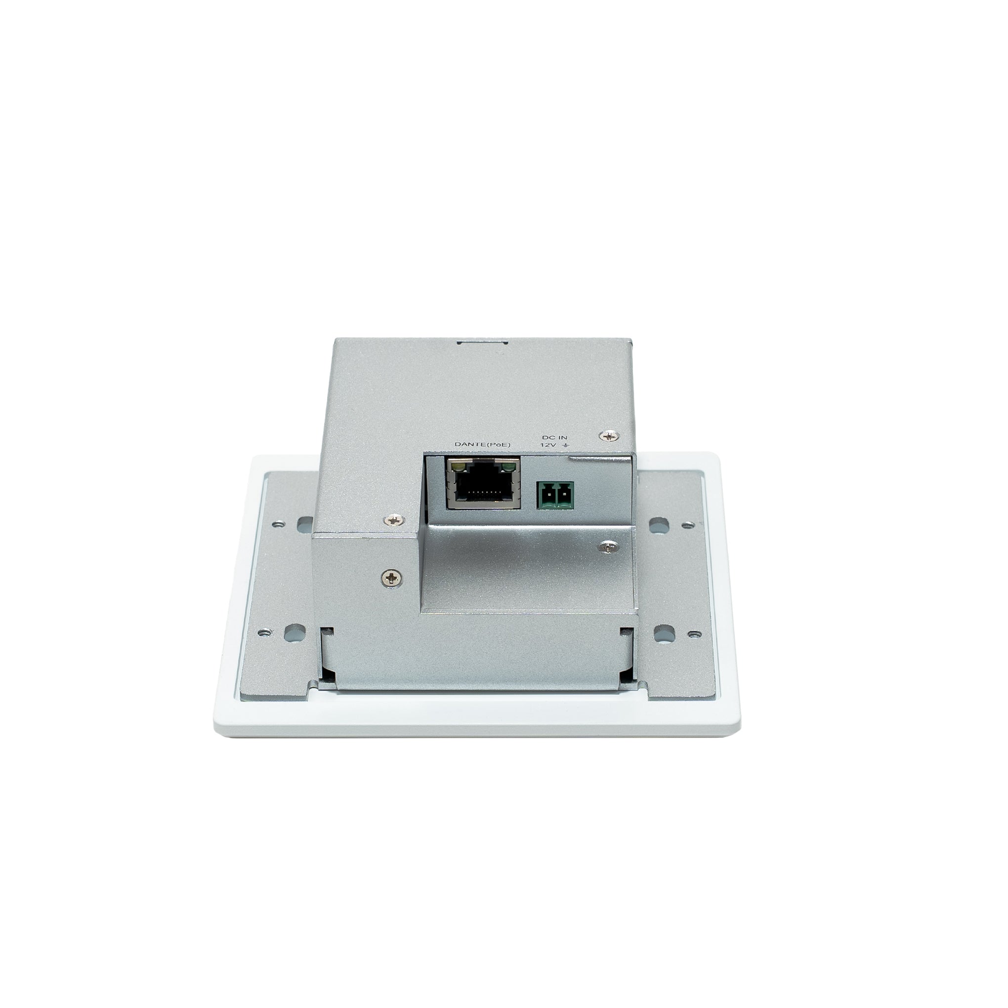 Metallic electronic device with ports on a white background