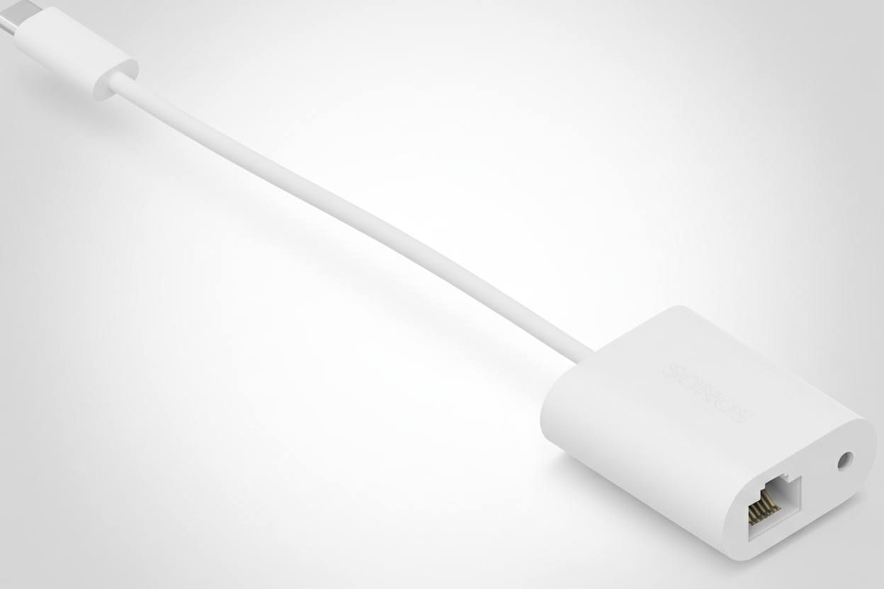 Sonos combo adapter in white — official multi-connection accessory for Sonos home audio system setup
