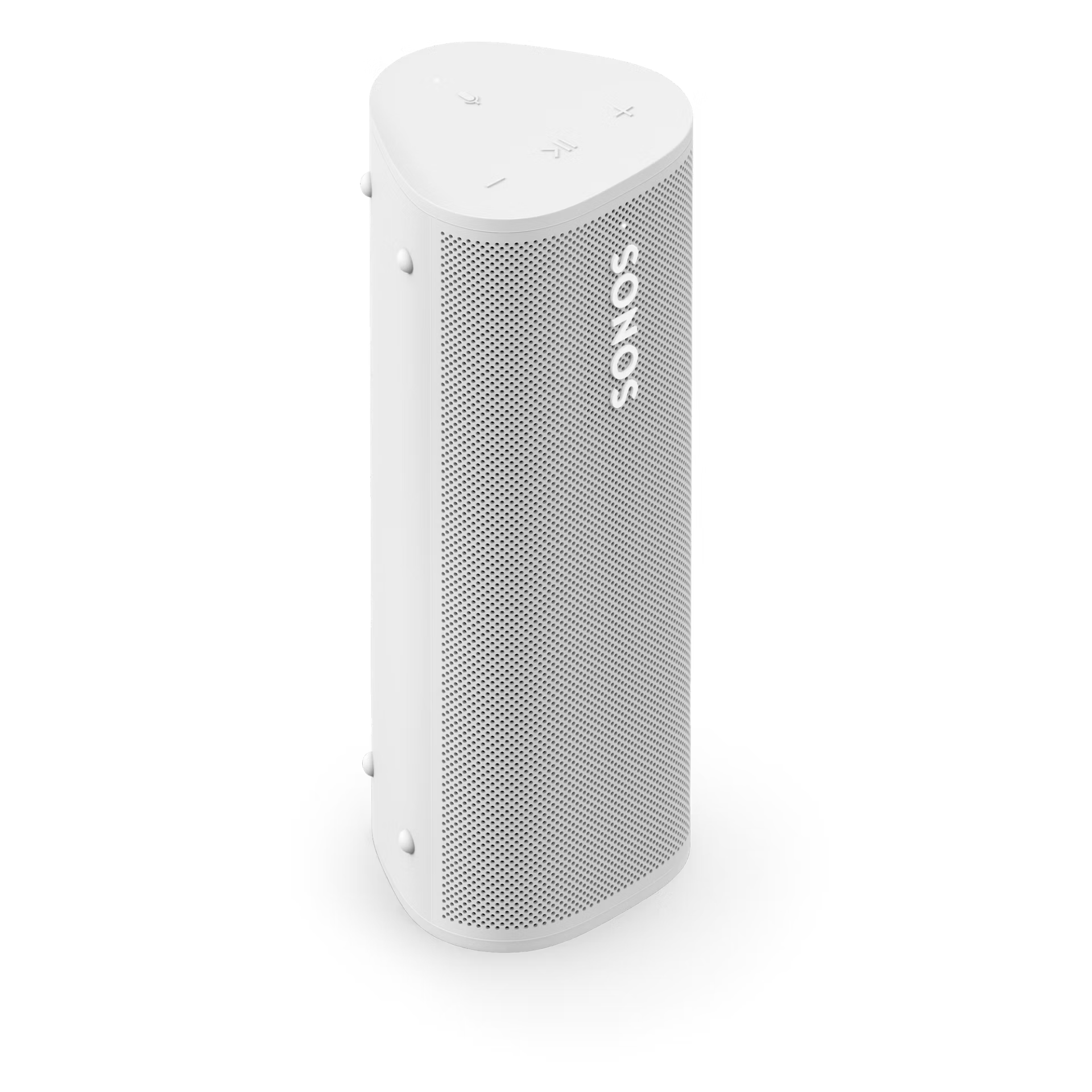 Left side profile of Sonos Roam 2 White compact HiFi speaker with sleek matte finish