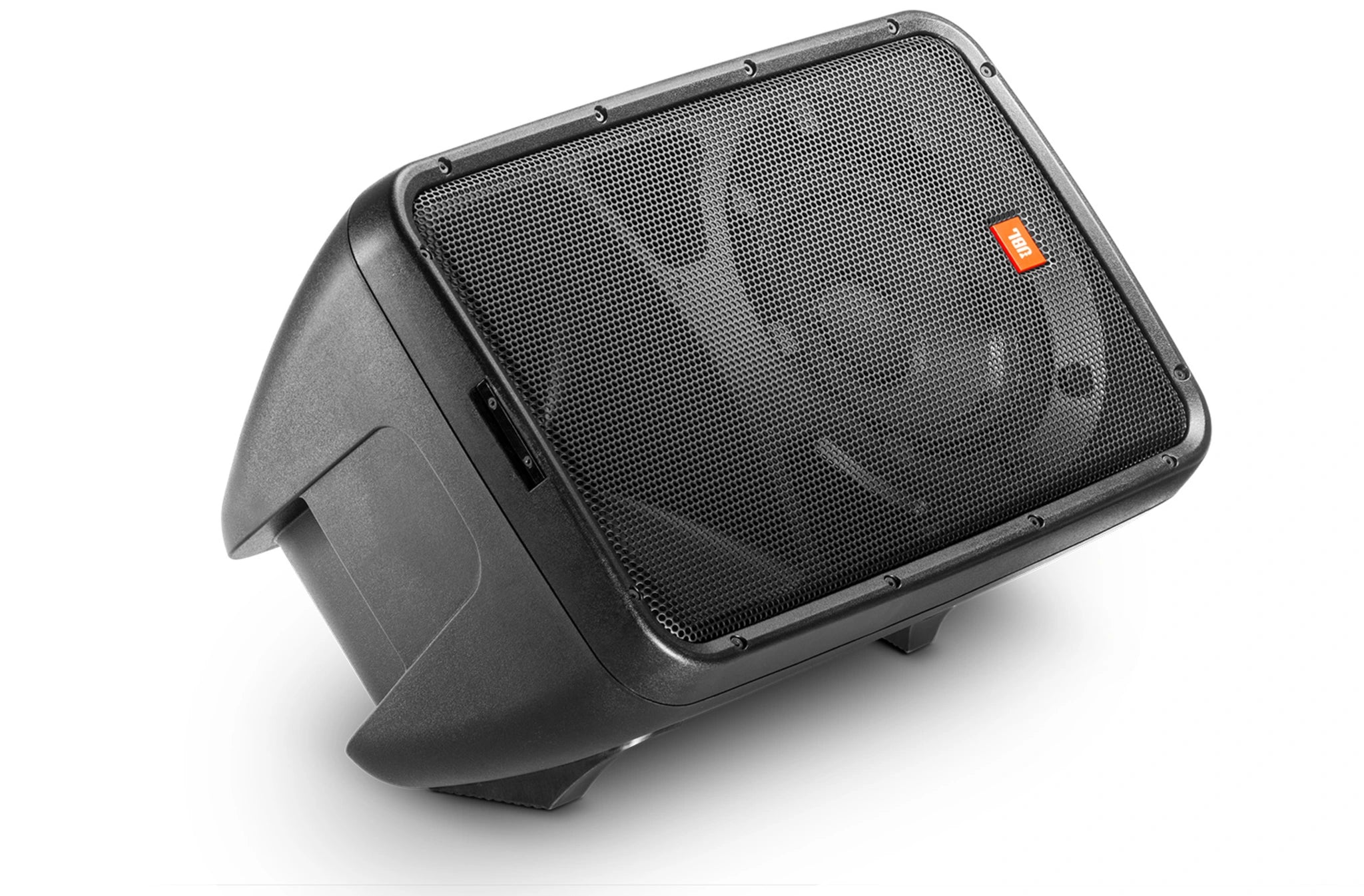 eon208p- Black portable speaker with JBL logo on a white background