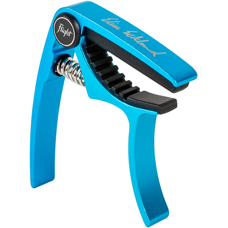 Flight FC-EET Elise Ecklund Signature Ukulele Capo in turquoise, Blue color full front view of clamp design