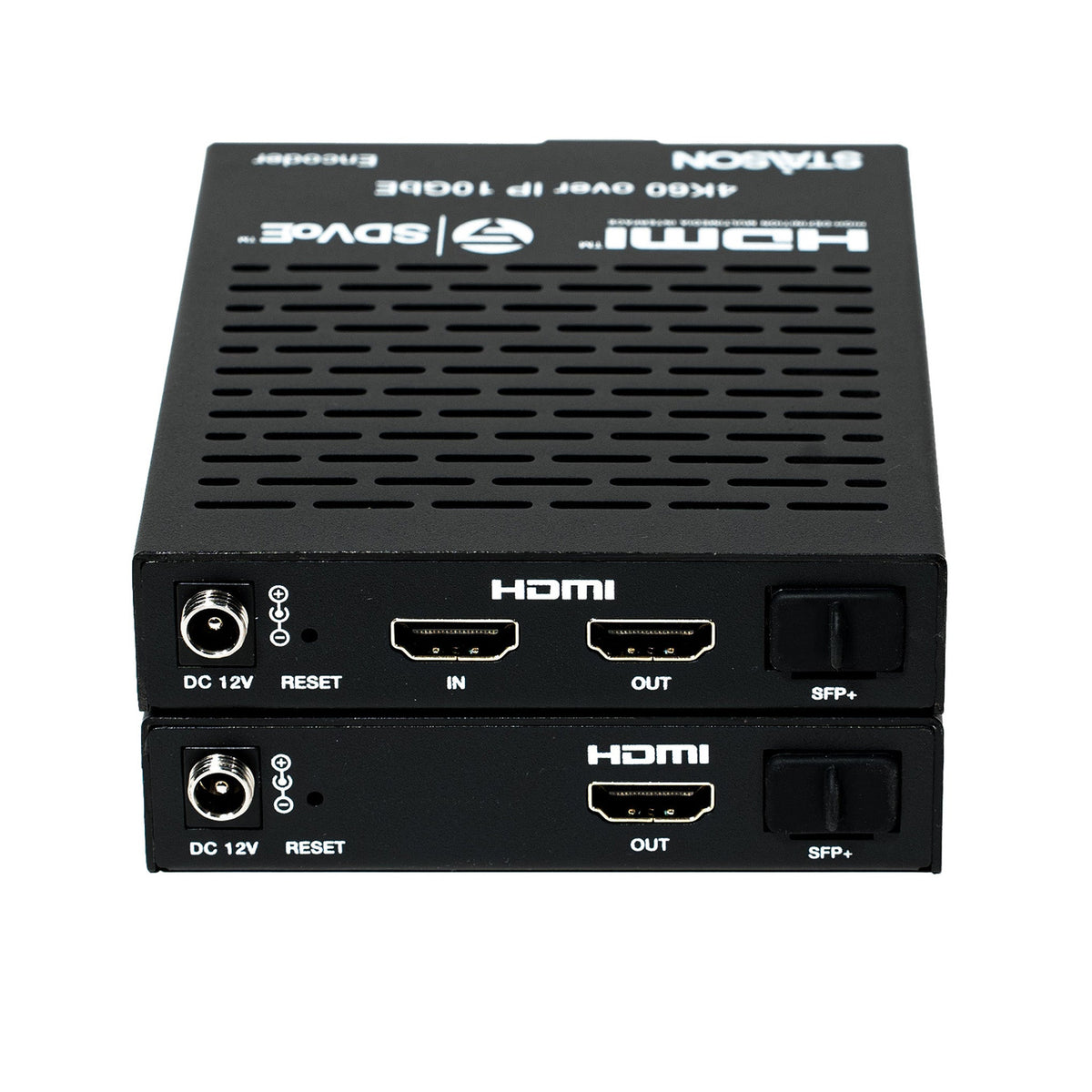 ST-NEB100AS-DEC SDVoE Encoder – close-up of HDMI and 10GbE ports