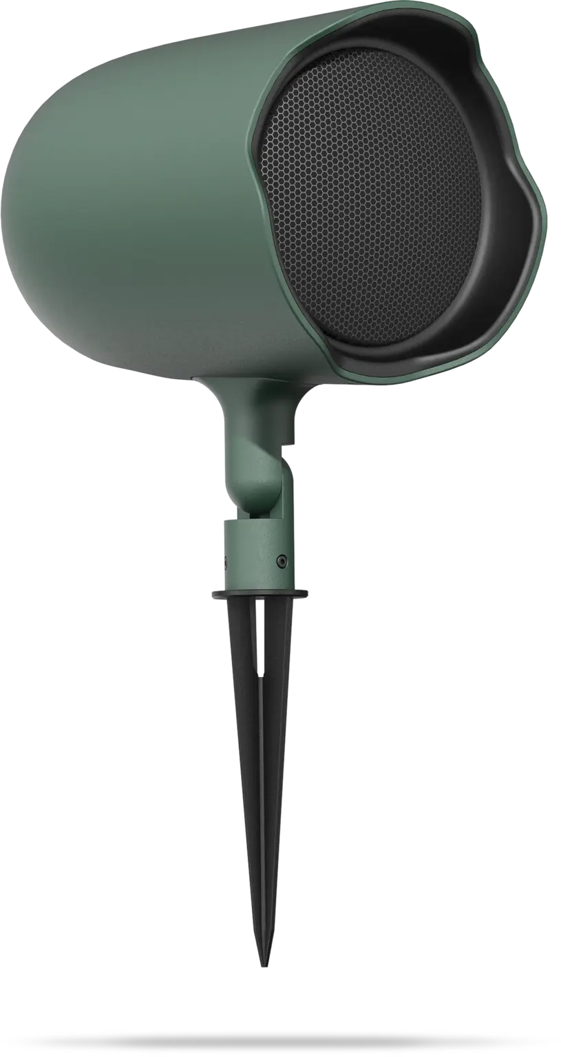 Green JBL GSF6 coax 6.5-inch full-range landscape loudspeaker, full front view showing grille and body