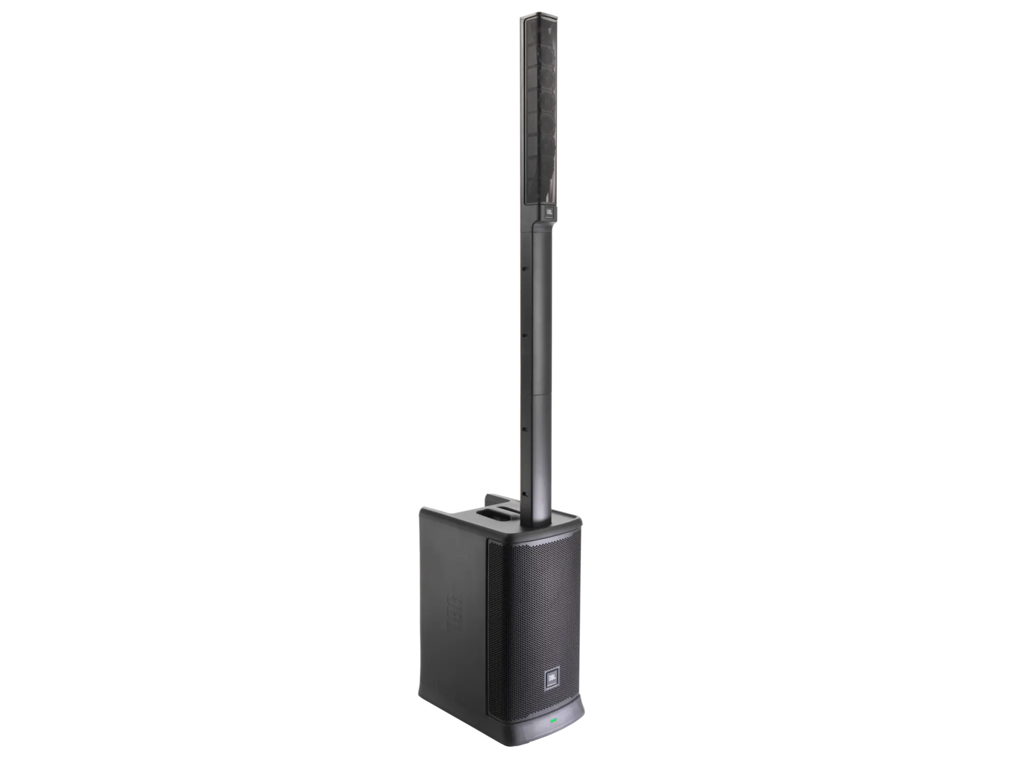 Black outdoor speaker on a white background