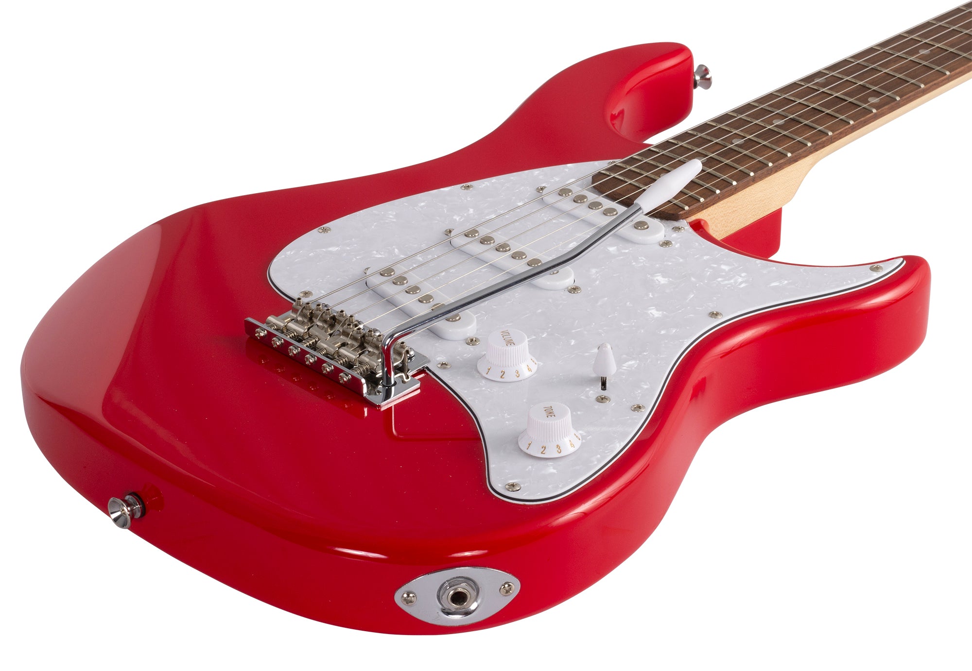 Peavey Raptor Custom electric guitar bold red gloss body finish close-up showing colour vibrancy