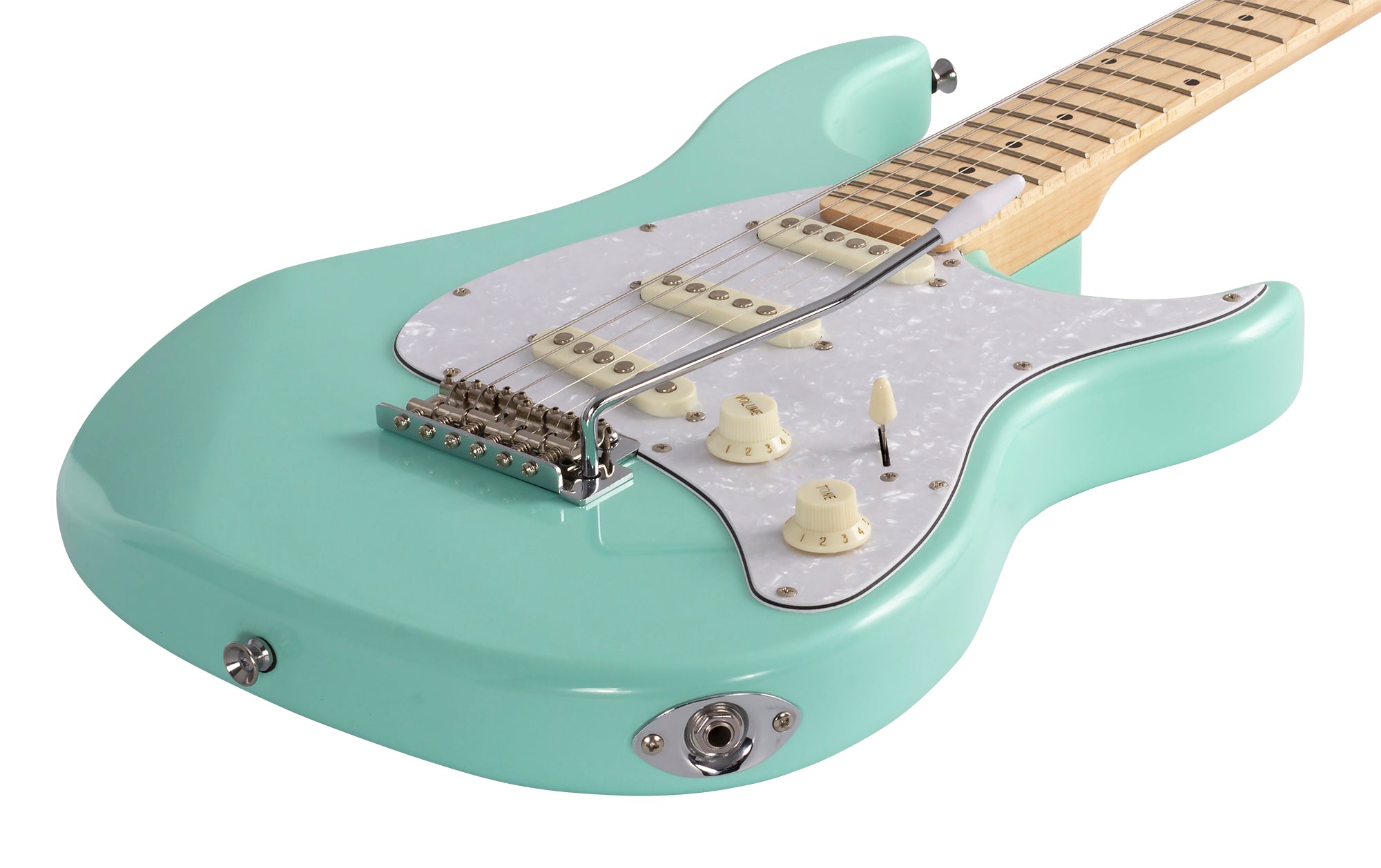 Peavey Raptor Custom guitar marine green gloss finish close-up showing deep rich green colour tone