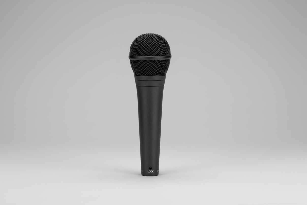RODE switchable dynamic mic base showing XLR output and polar pattern toggle switch position