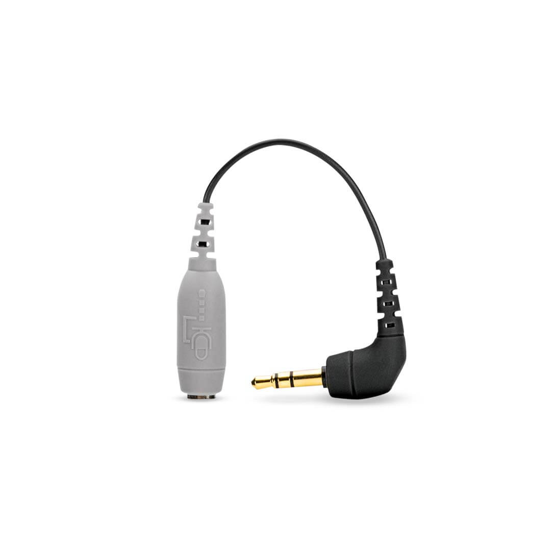 RODE SC3 3.5mm TRRS to TRS adaptor for SmartLav – front view of compact gold connector