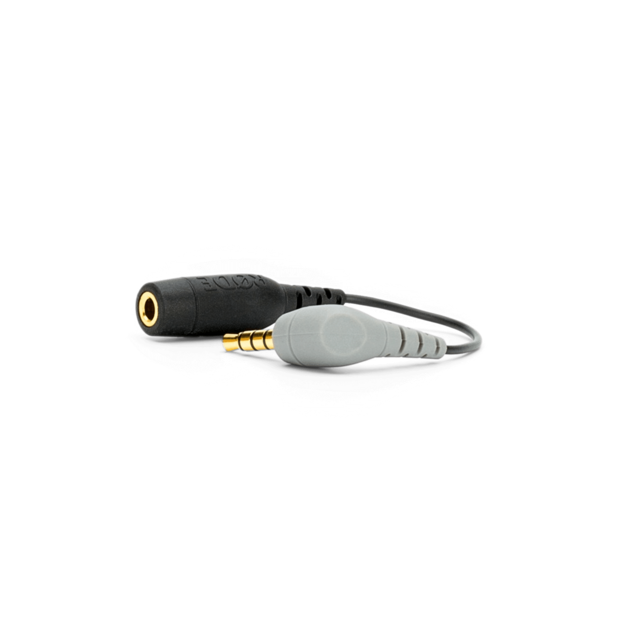 Close-up of RODE SC4 3.5mm TRS male plug with gold-plated tip for microphone output