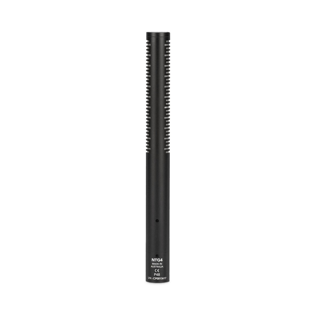 RODE premium shotgun mic rear panel showing XLR output connector and switch controls