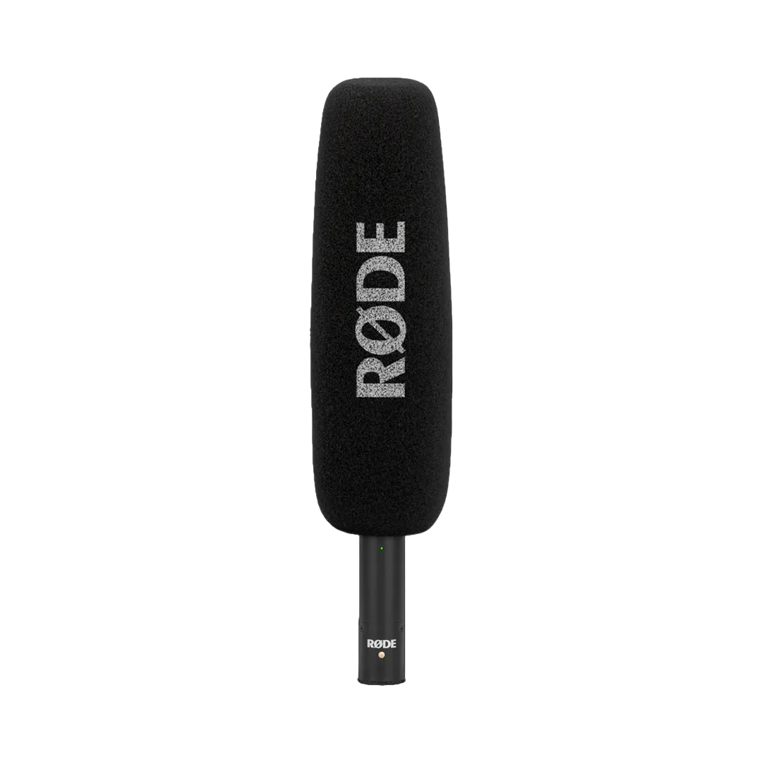 RODE premium shotgun microphone – front view with professional slim aluminium mic body