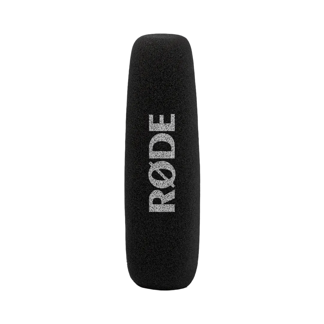 Macro shot of RODE premium shotgun microphone capsule tip and interference tube detail