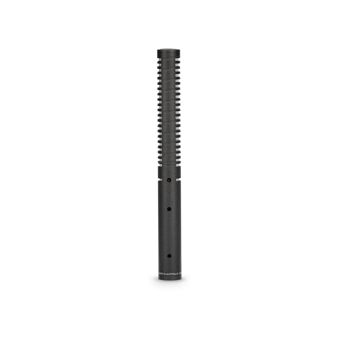 RODE premium shotgun mic rear showing USB-C charging port, XLR output and switch panel