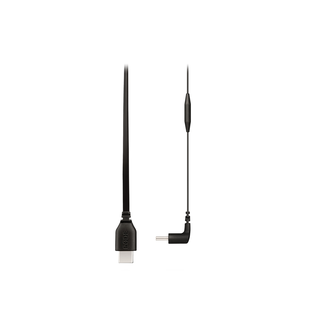 RODE USB-C to USB-C 300mm flat cable – front view showing ultra-short flat ribbon design