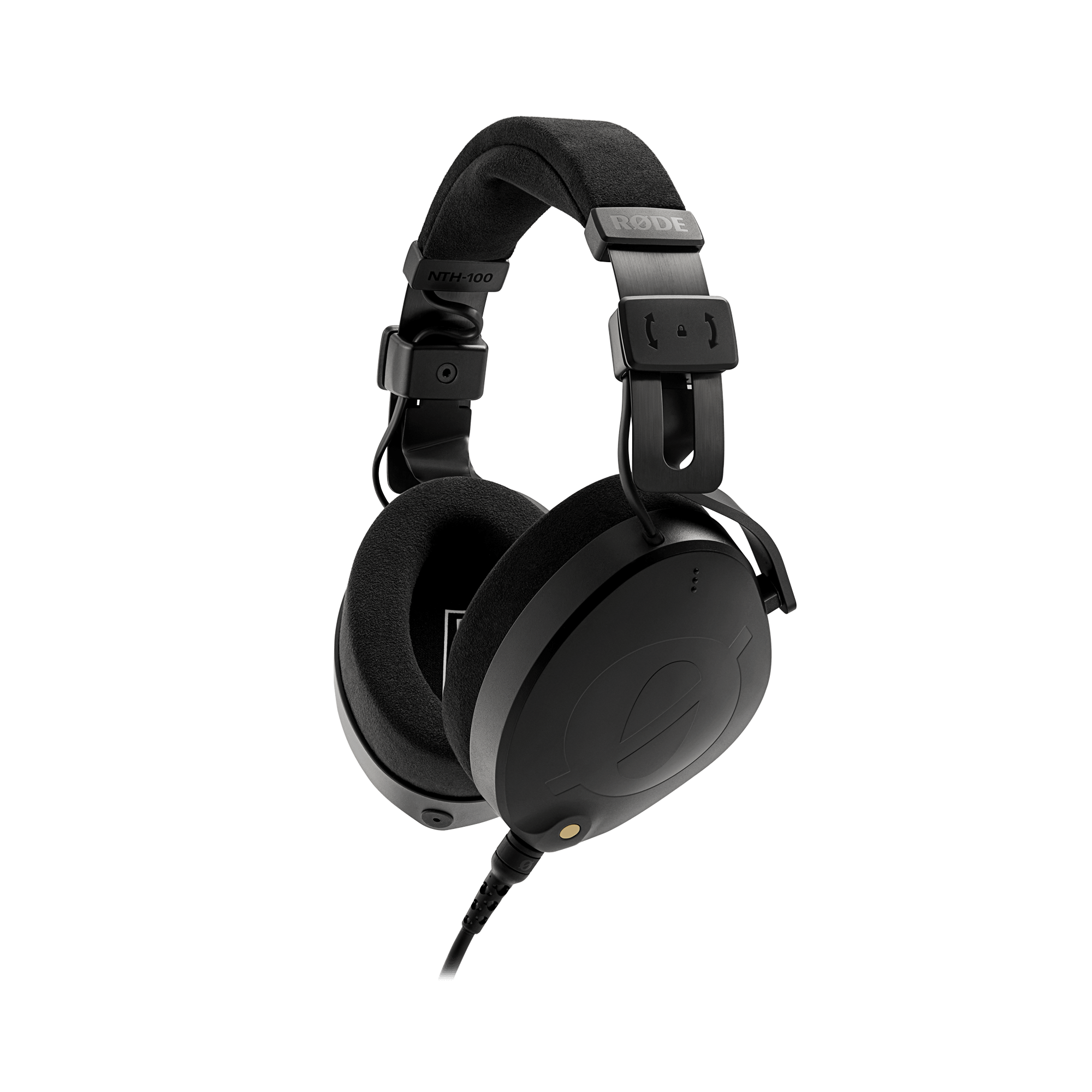 RODE NTH-100 precision closed-back headphones folded flat for storage and portability