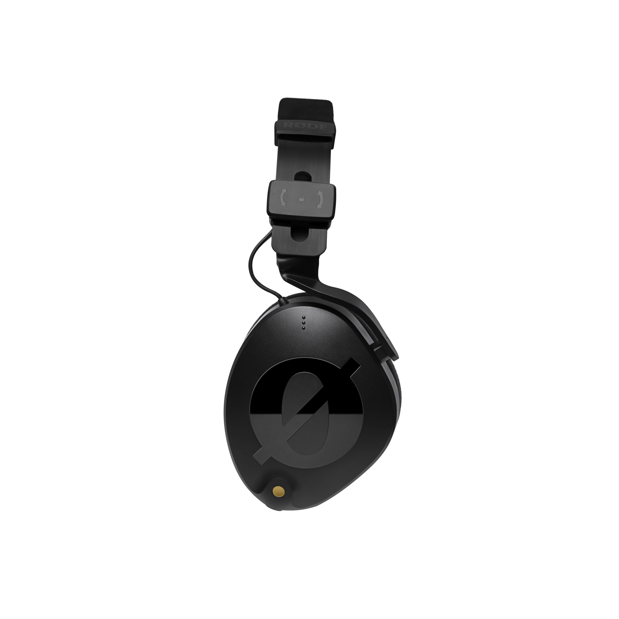 Left side profile of RODE NTH-100 precision headphones showing deep closed ear cup form